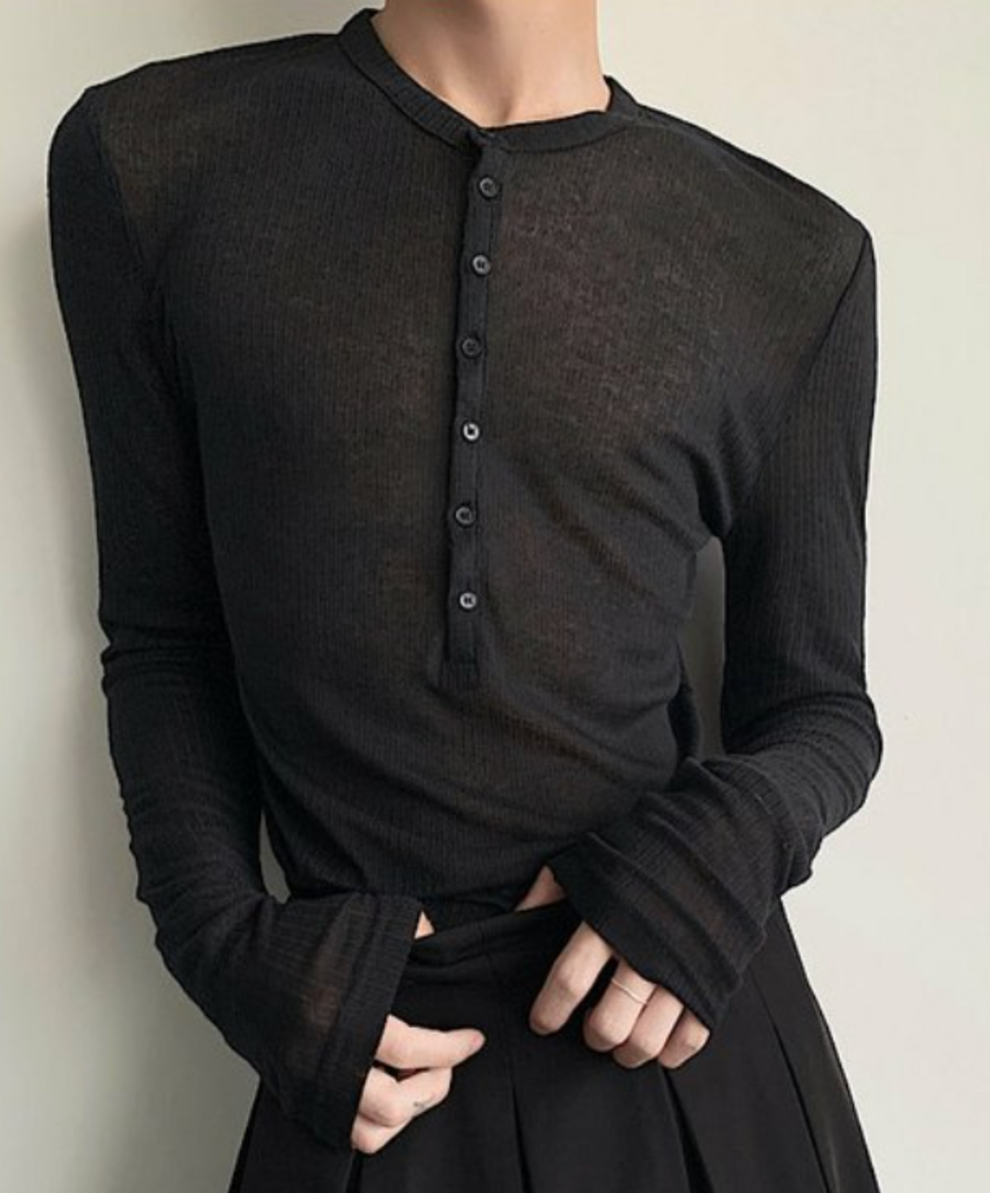 half-open thin long t-shirt EN2326
