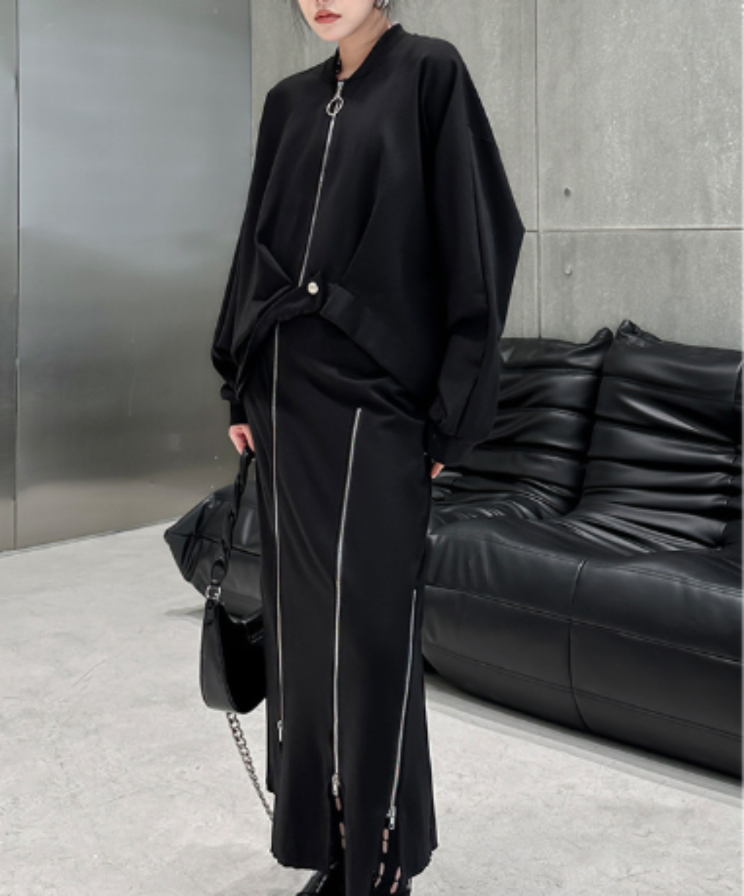 cropped length with ring zipper jacket EN3110