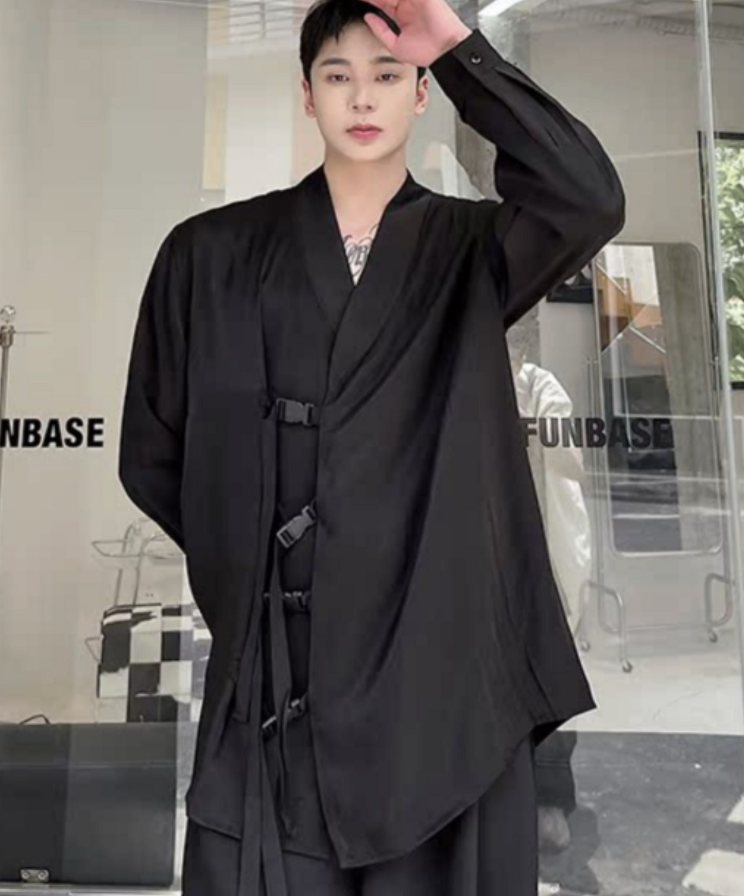 chinese style buckle belt shirt EN2429