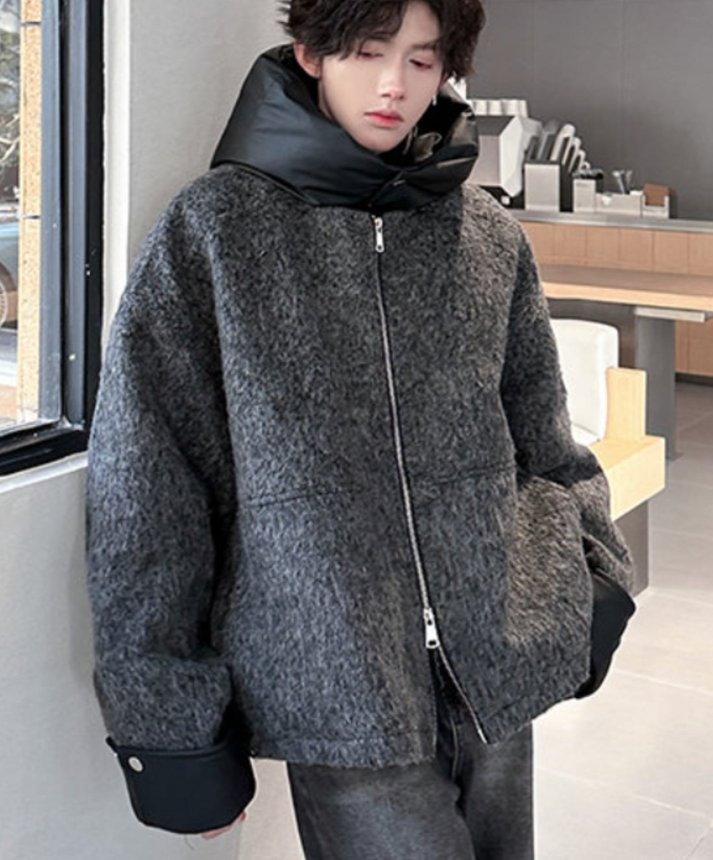 detachable hood jacket EN2554