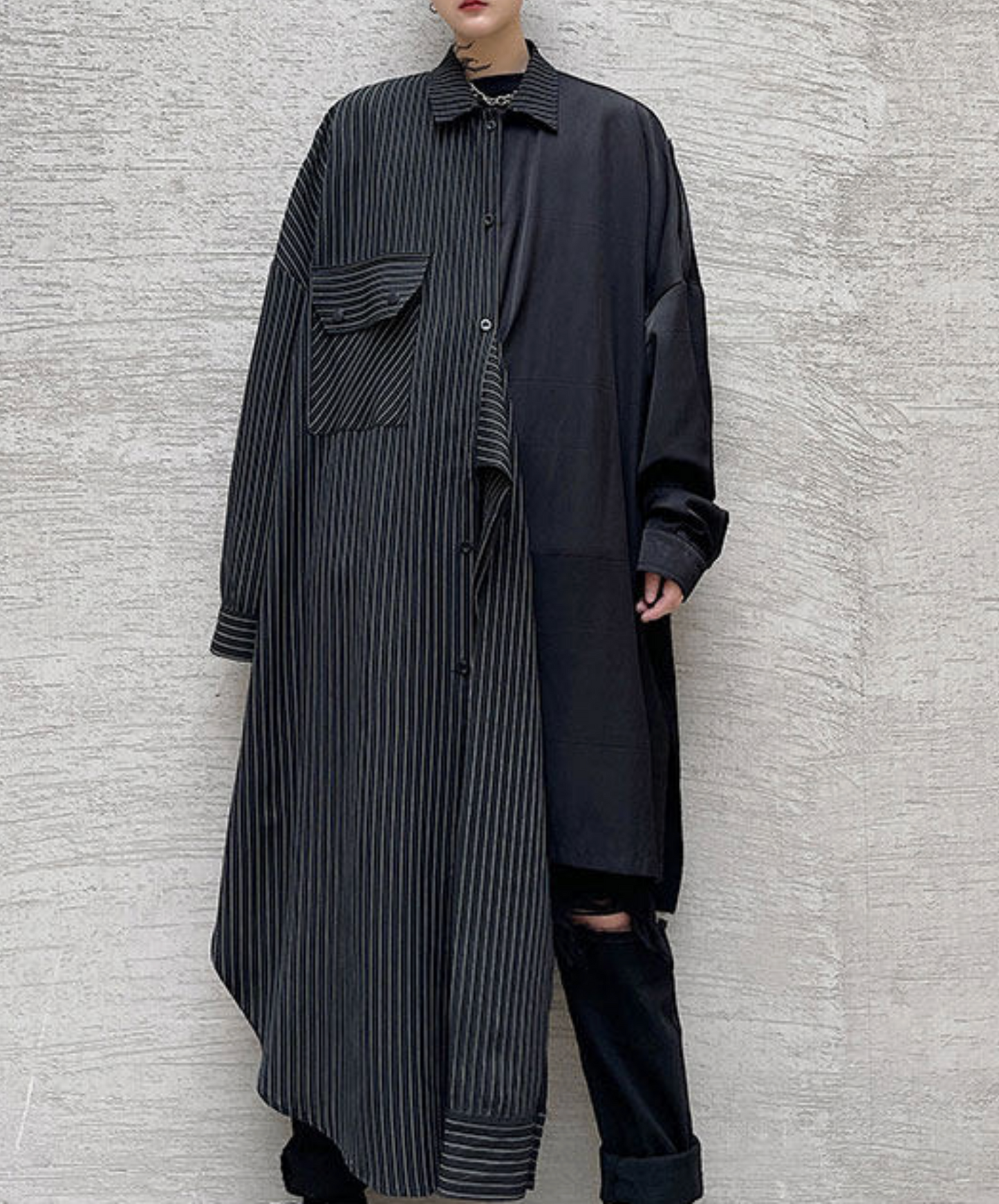 fake two-piece asymmetrical long shirt EN2762