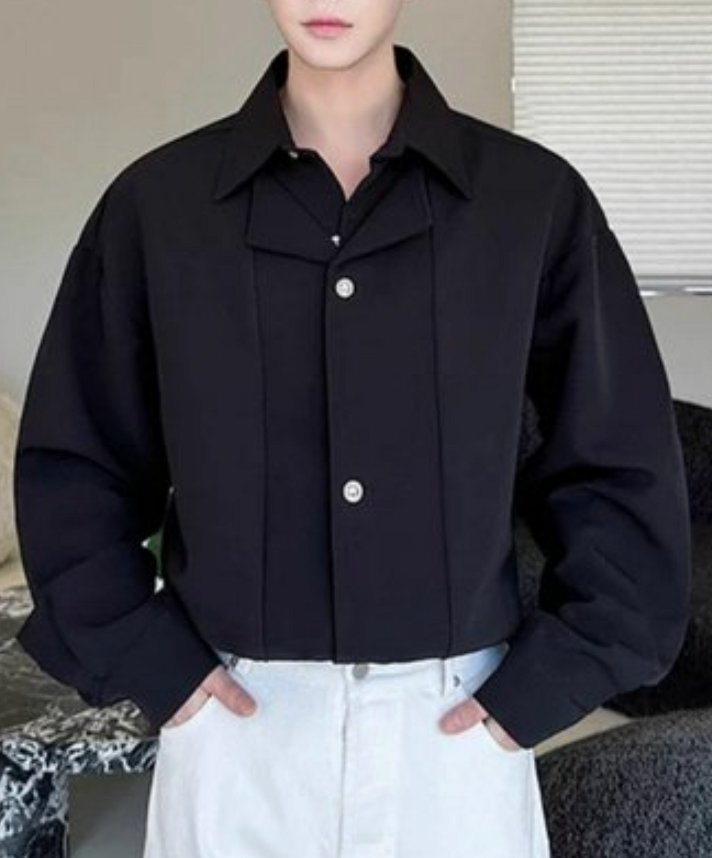 draped fake two-piece suit shirt EN2452