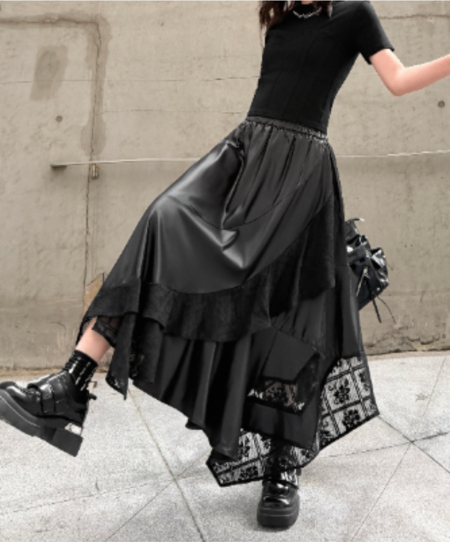 Irregular patchwork midi skirt EN2954