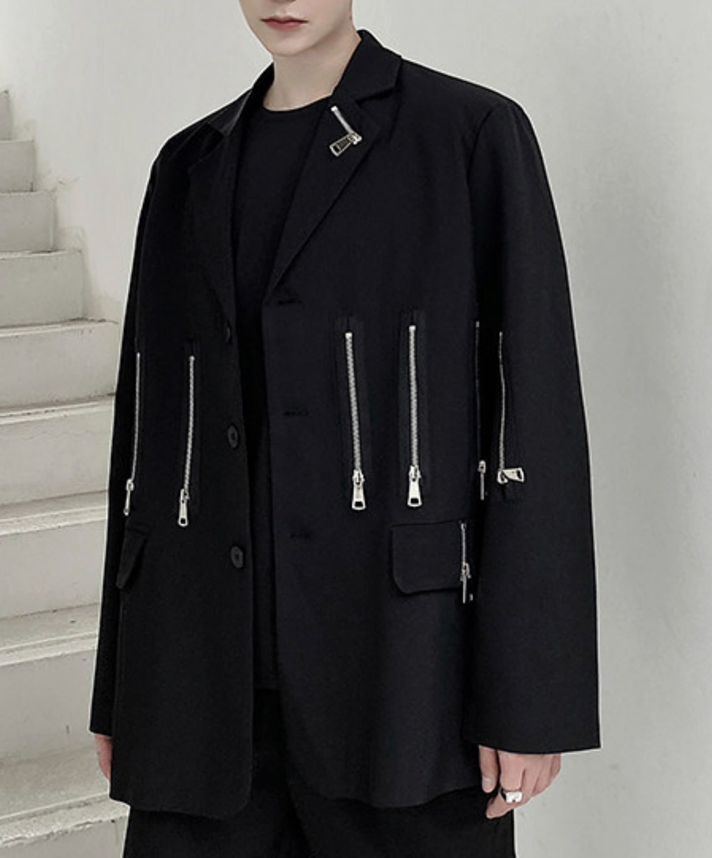 multiple metal zipper decoration jacket EN2754