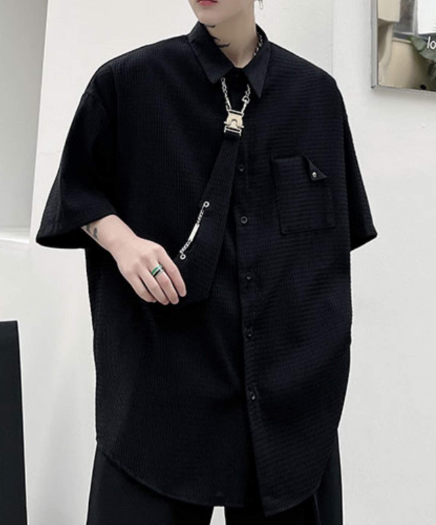 【style65】dark mode outfit set EN1884（jacket + shirt + pants set）