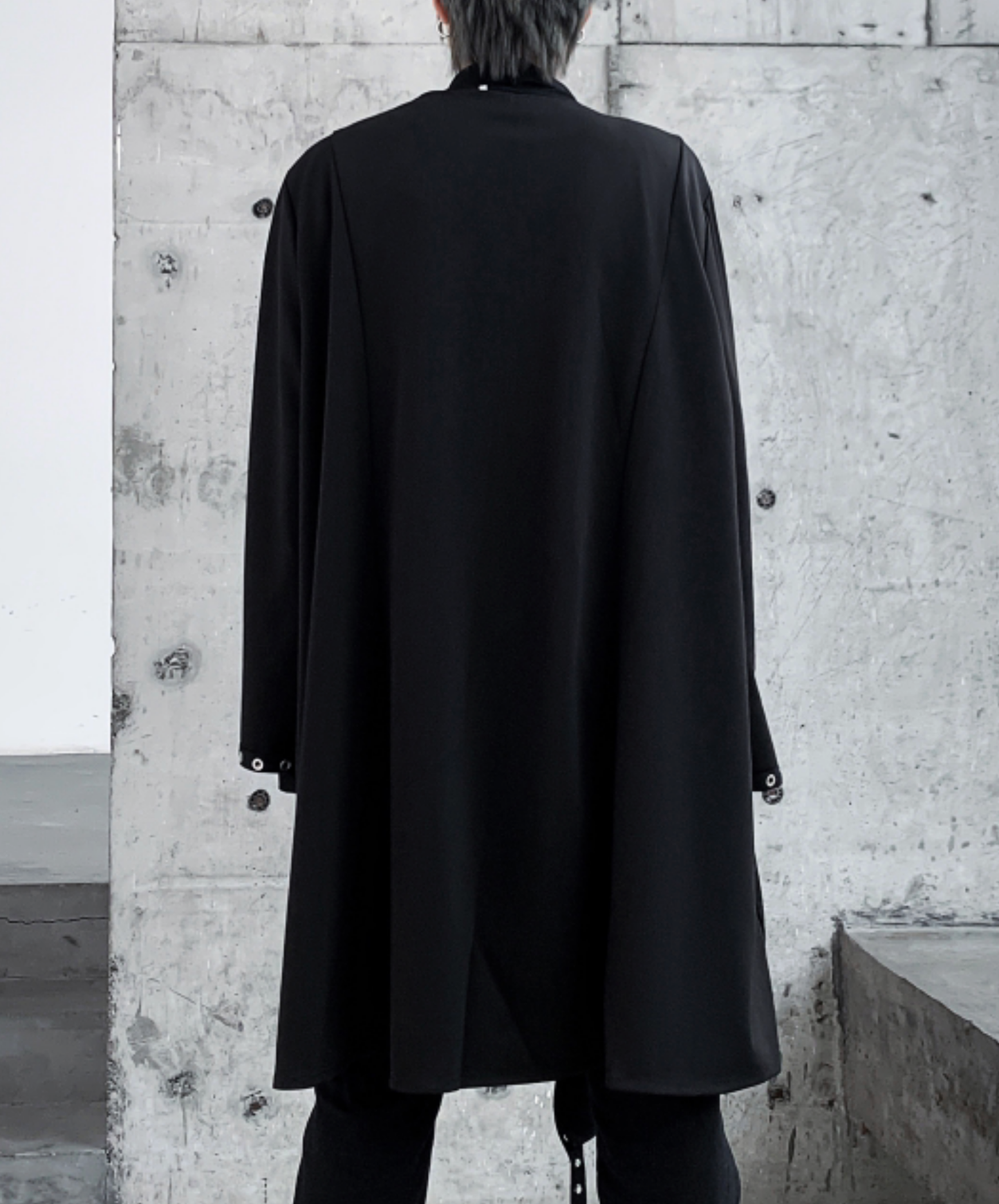 metal hole line decoration long shirt EN2786