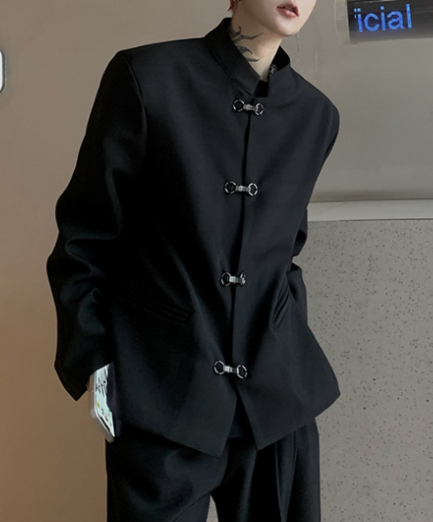 【style52】dark mode outfit set EN1849（jacket + shirt + skirt set）