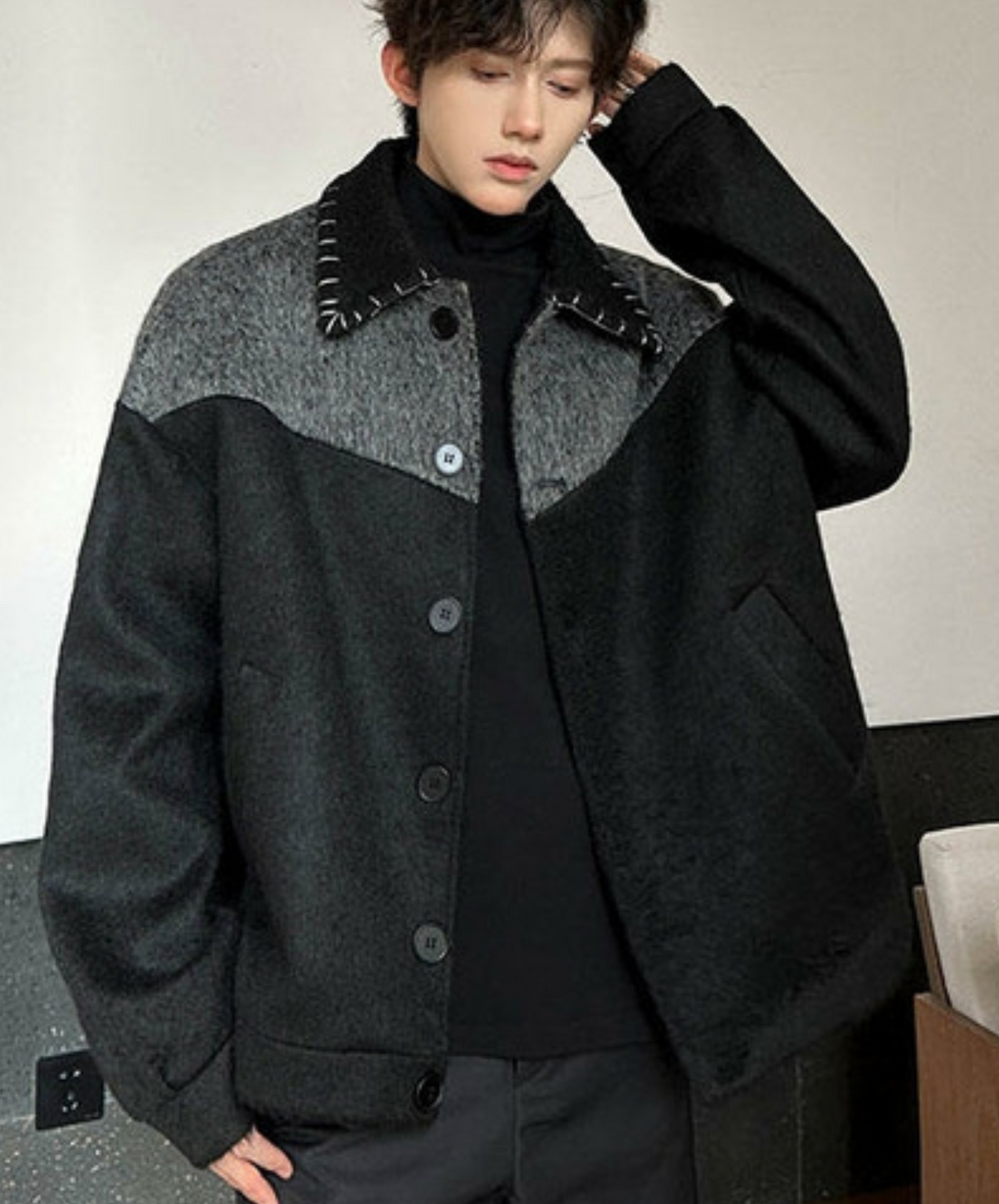 contrast color stitching jacket EN2385