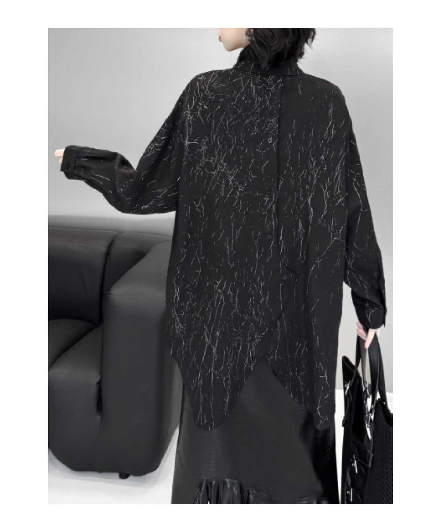 sparkling silver color pattern shirt EN2890