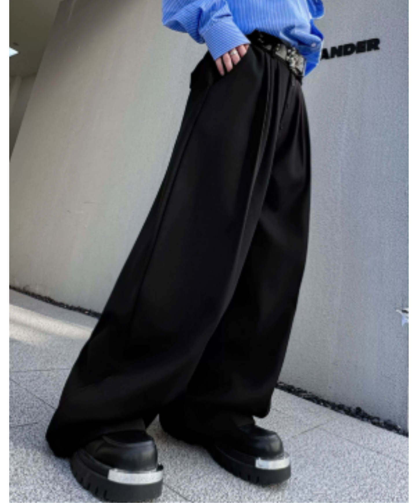 casual curve line wide pants EN2912