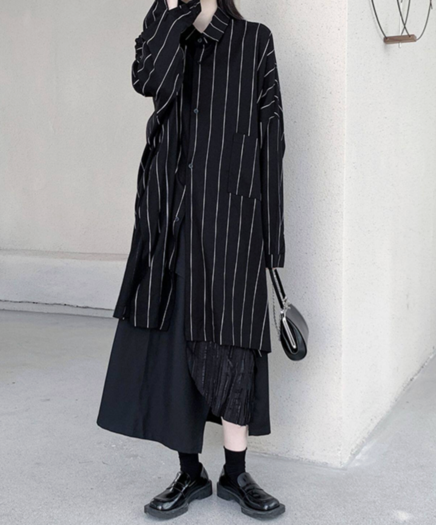 dark big silhouette stripe long shirt EN2777