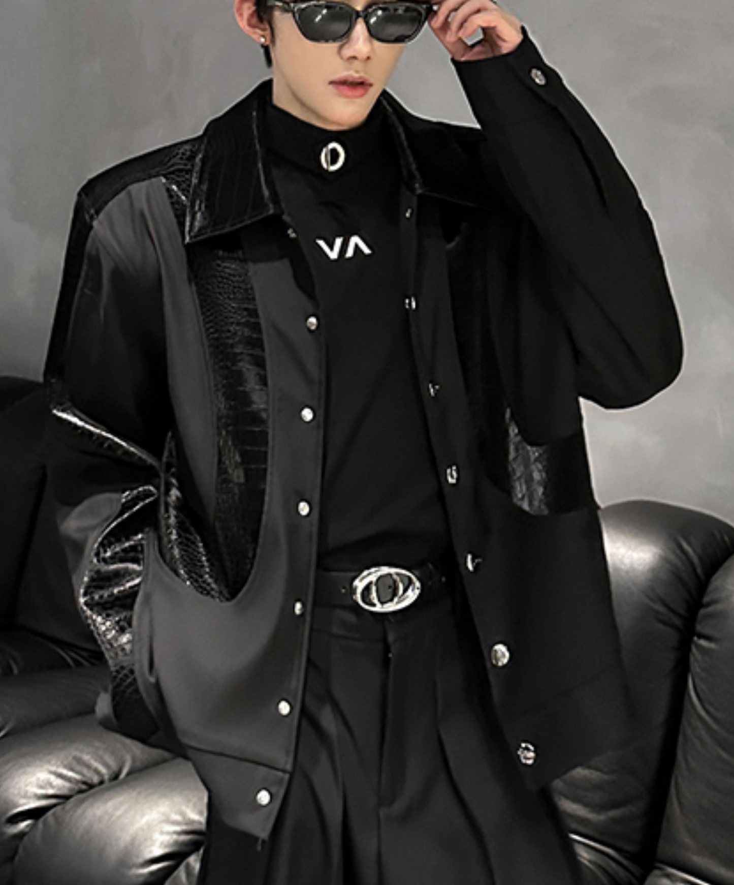 retro pu snakeskin pattern jacket EN2494