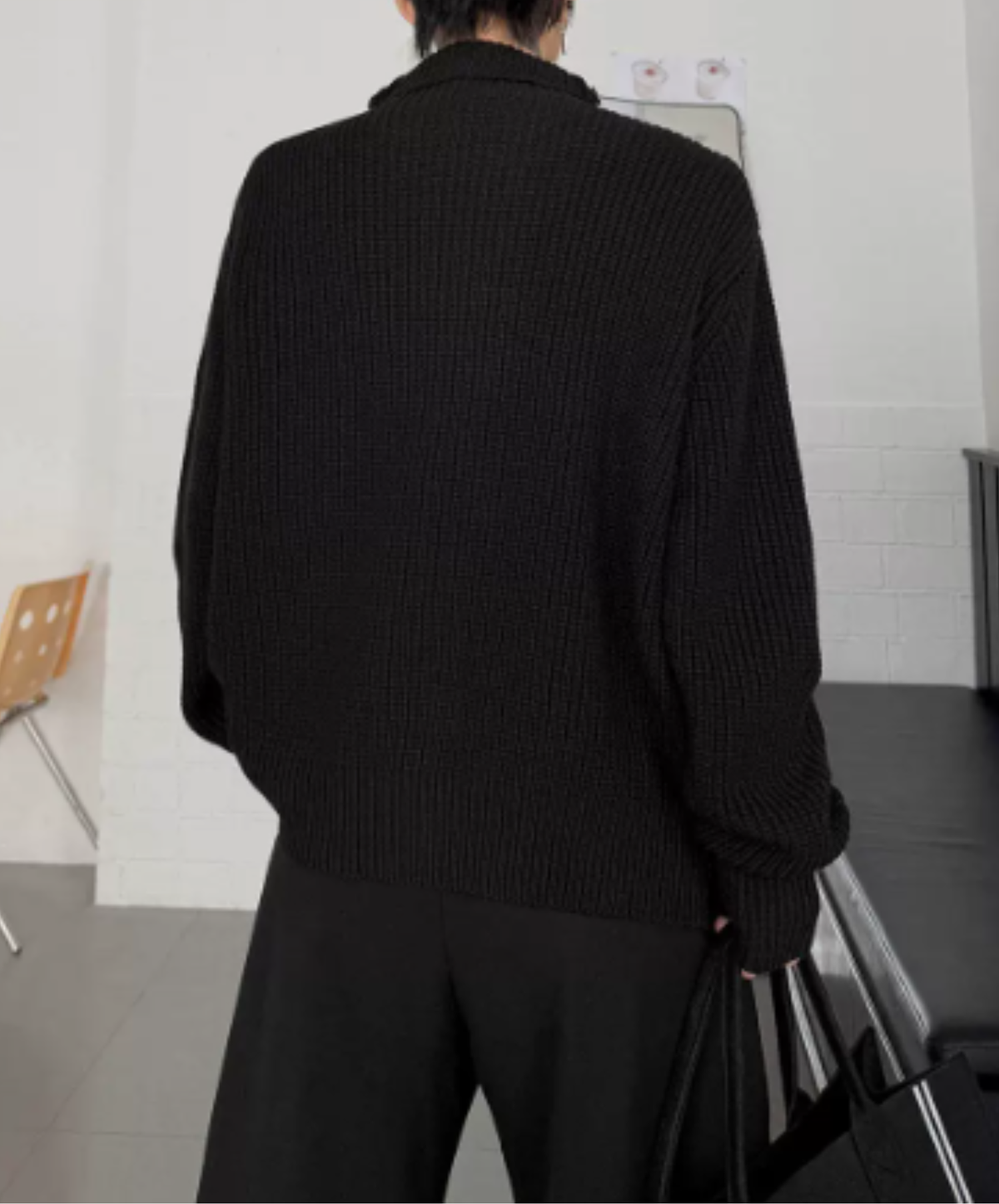high-neck raised-relief knitting cardigan EN3256