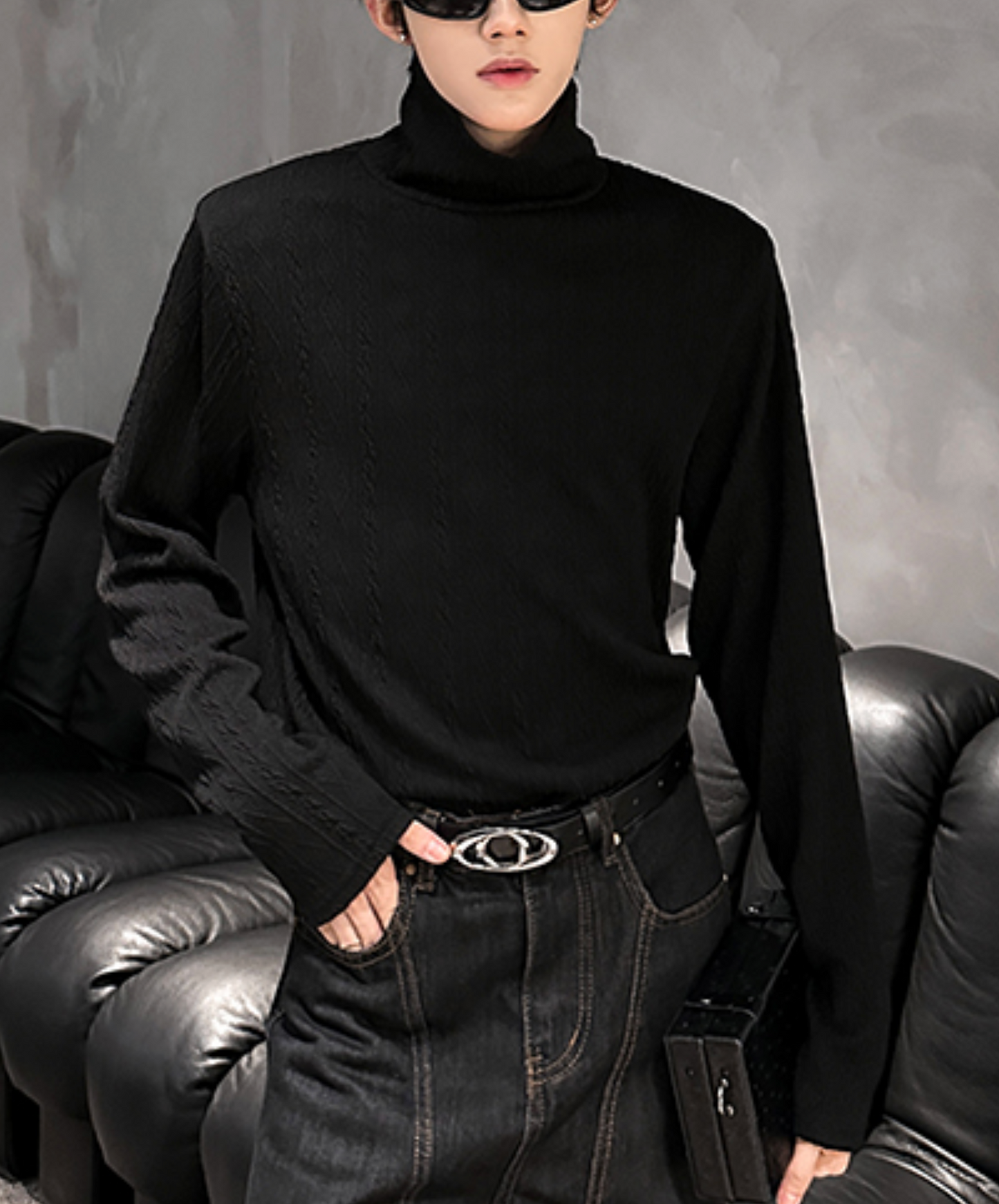 relaxed jacquard turtleneck t-shirt EN2520