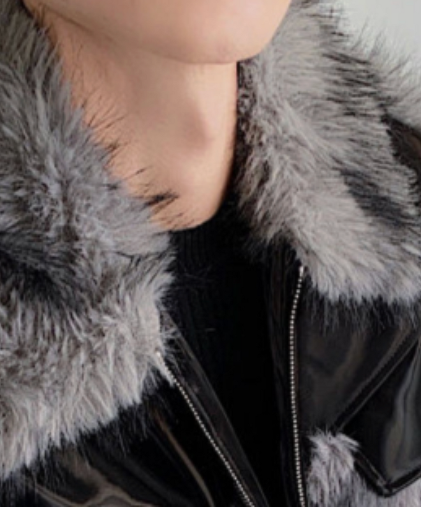 mink fur-like mixed material jacket EN2518