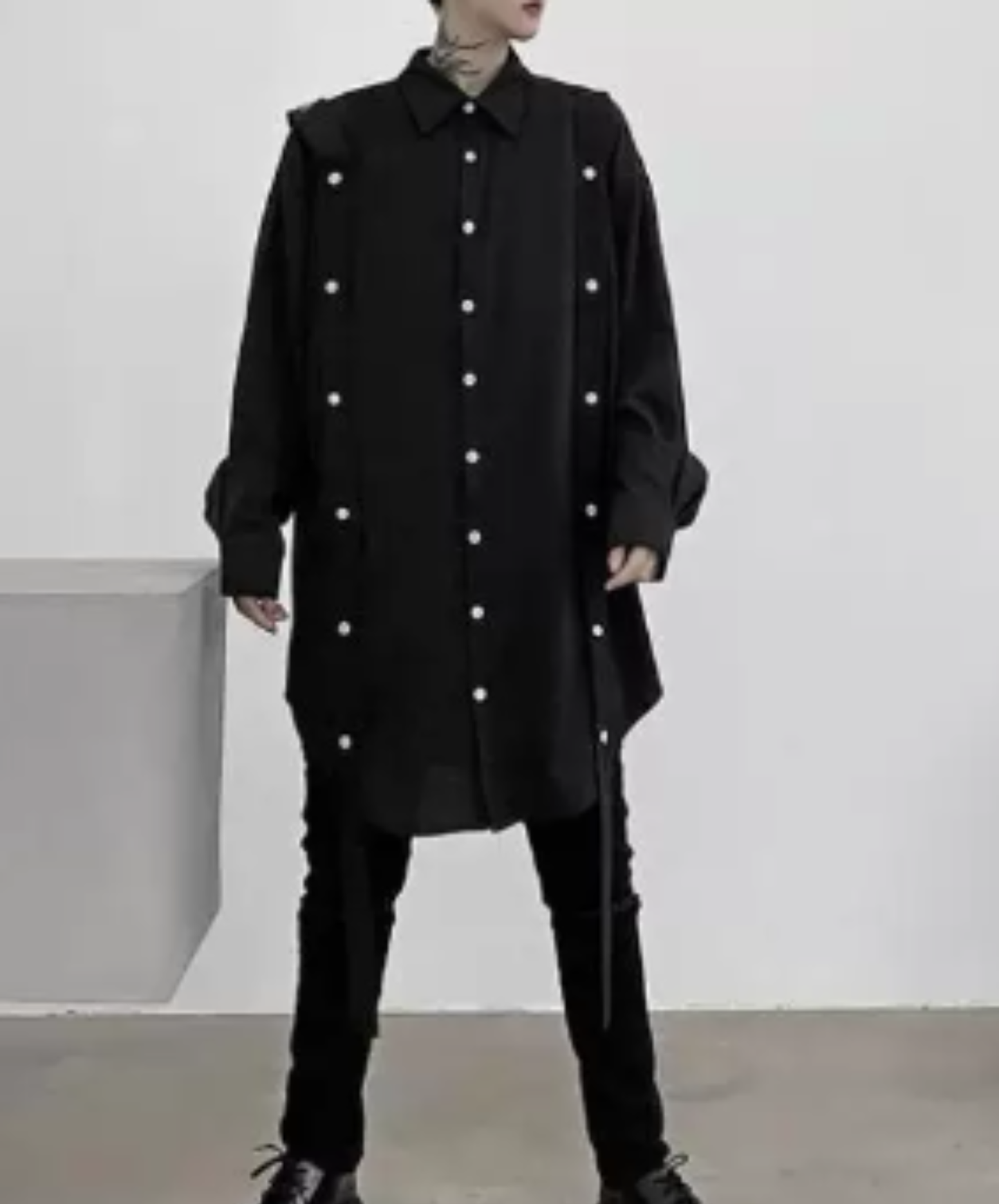 long belt with button detail long shirt EN3107