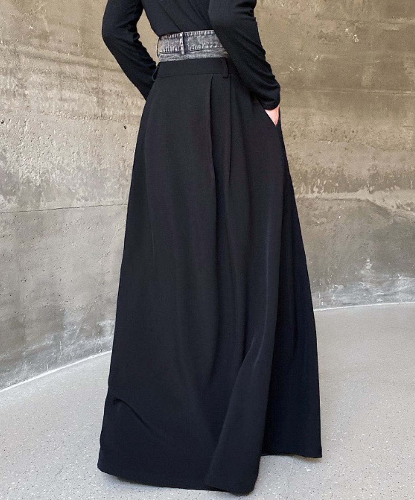 dark double waist long skirt EN1519