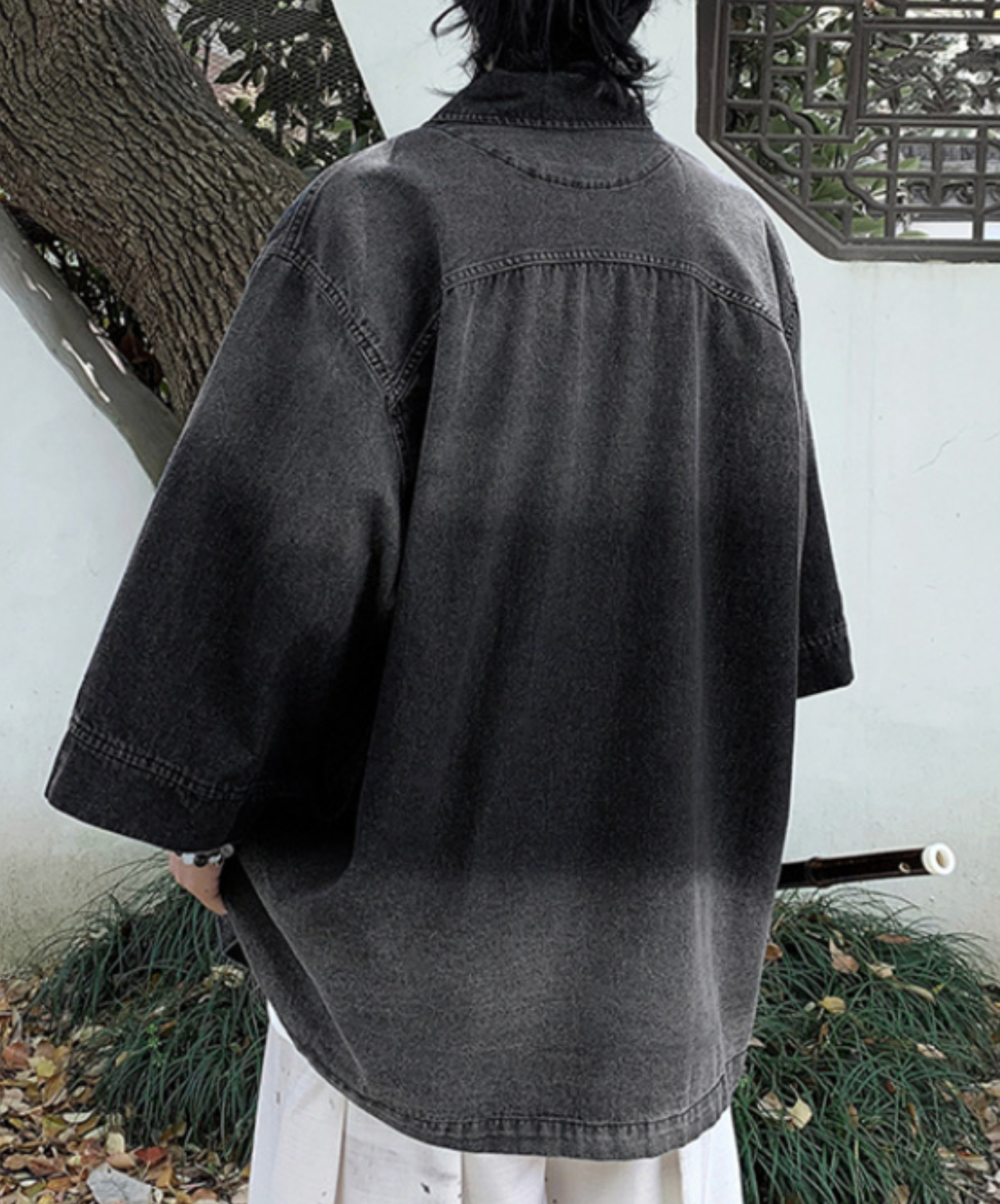 chinese style button gradient shirt EN2780