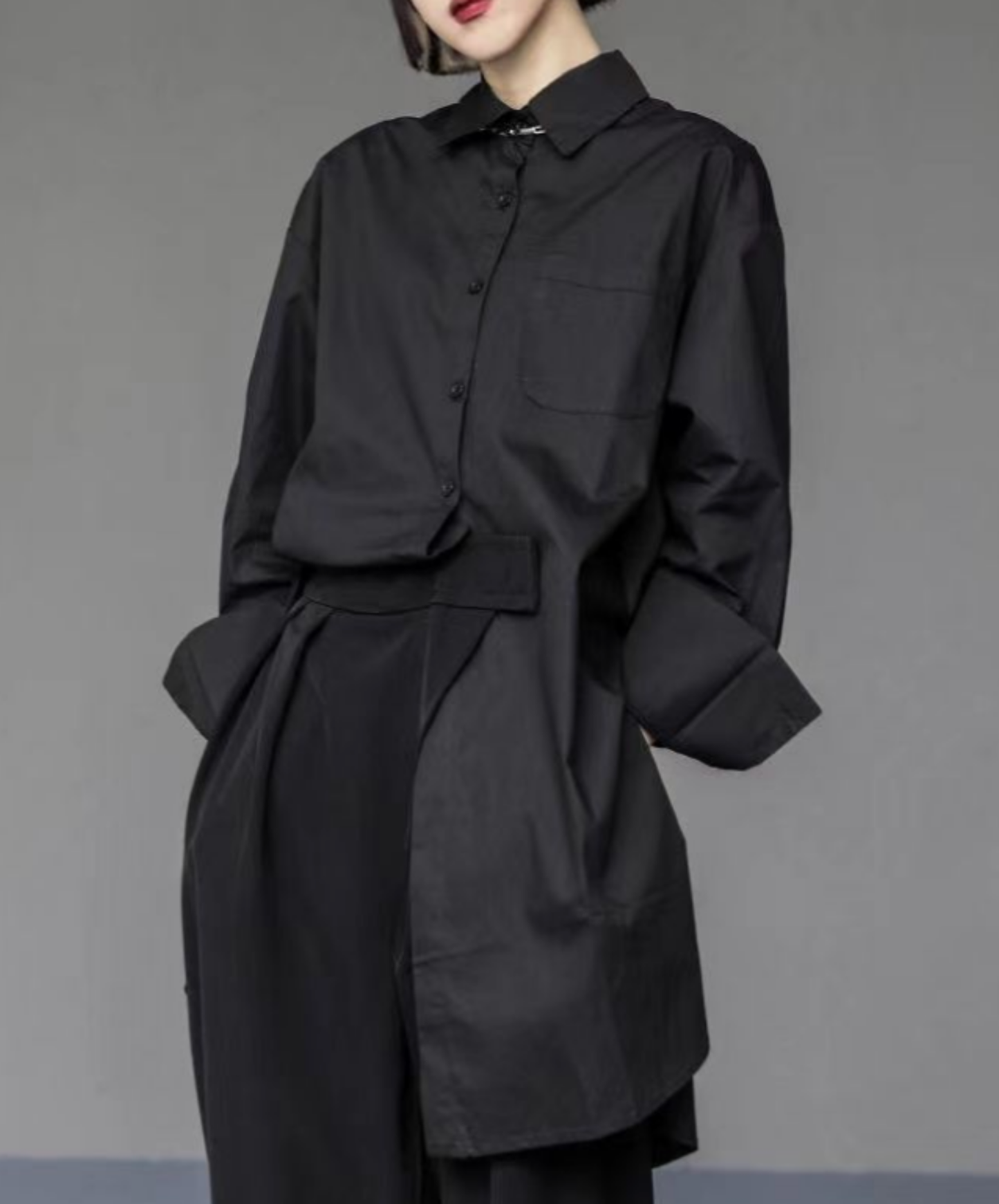 dark Irregular button slits shirt EN2854