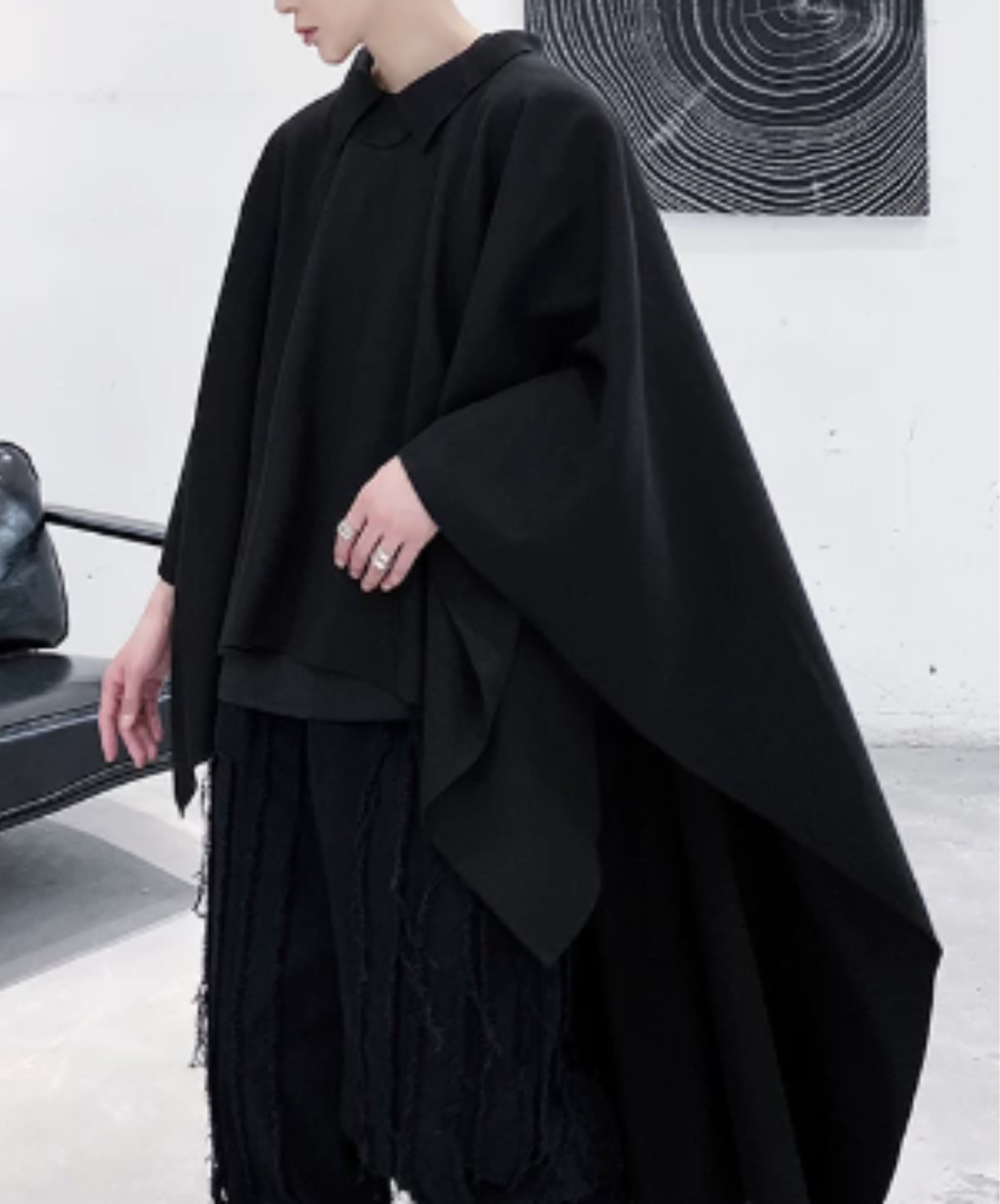 dark long bat cape shirt EN3021