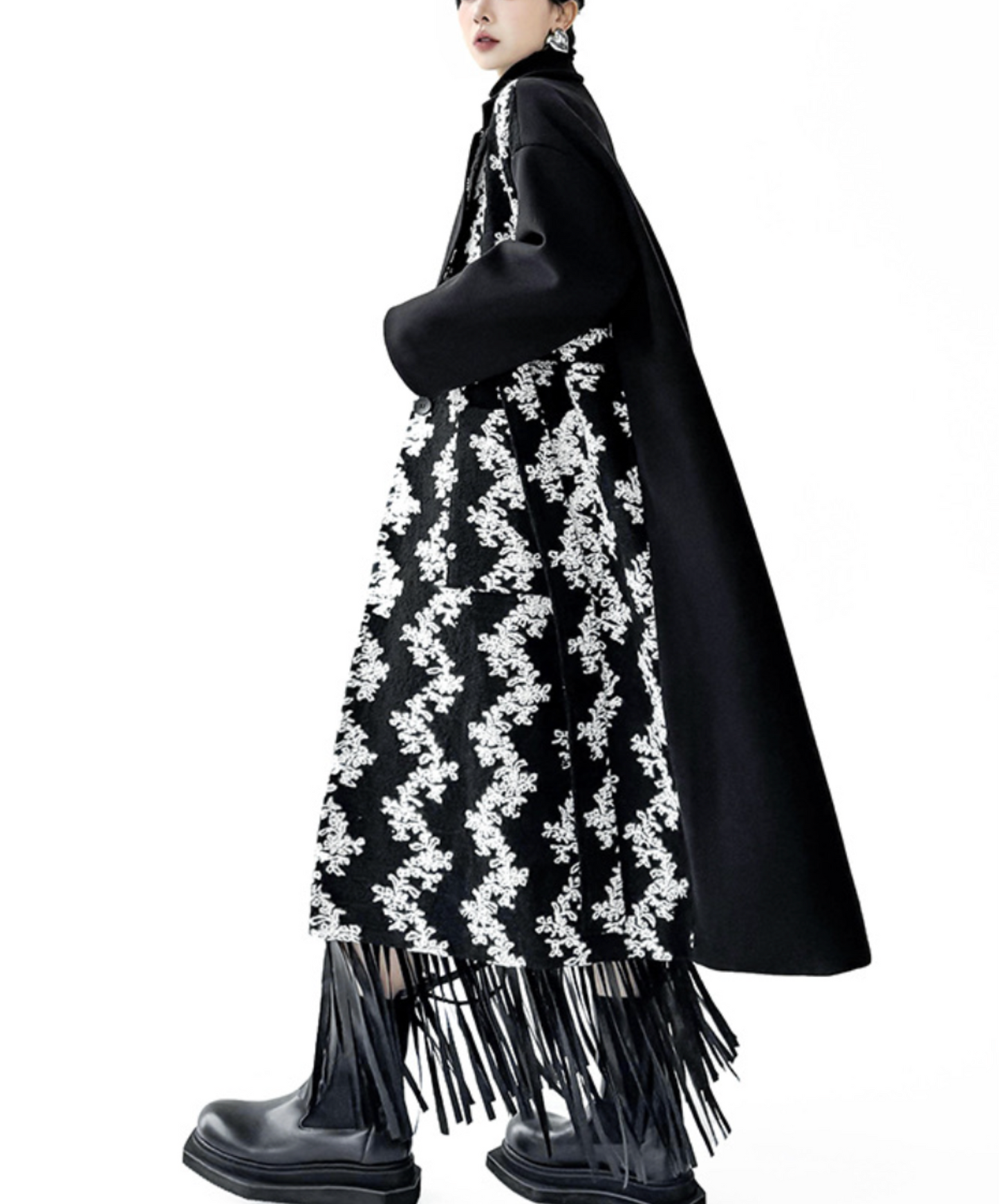 asymmetrical patchwork design coat EN2577