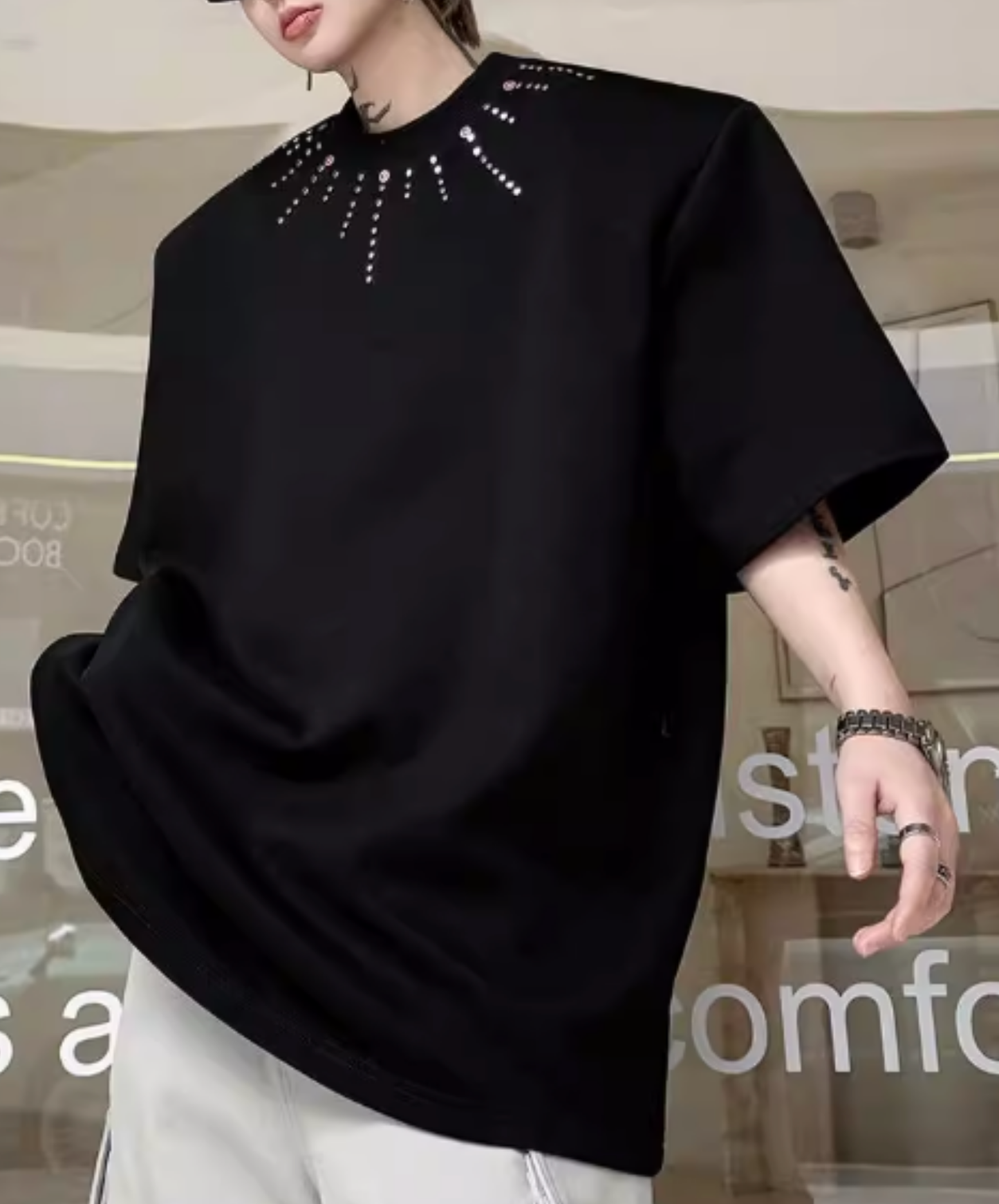 beaded meteor design t-shirt EN2826