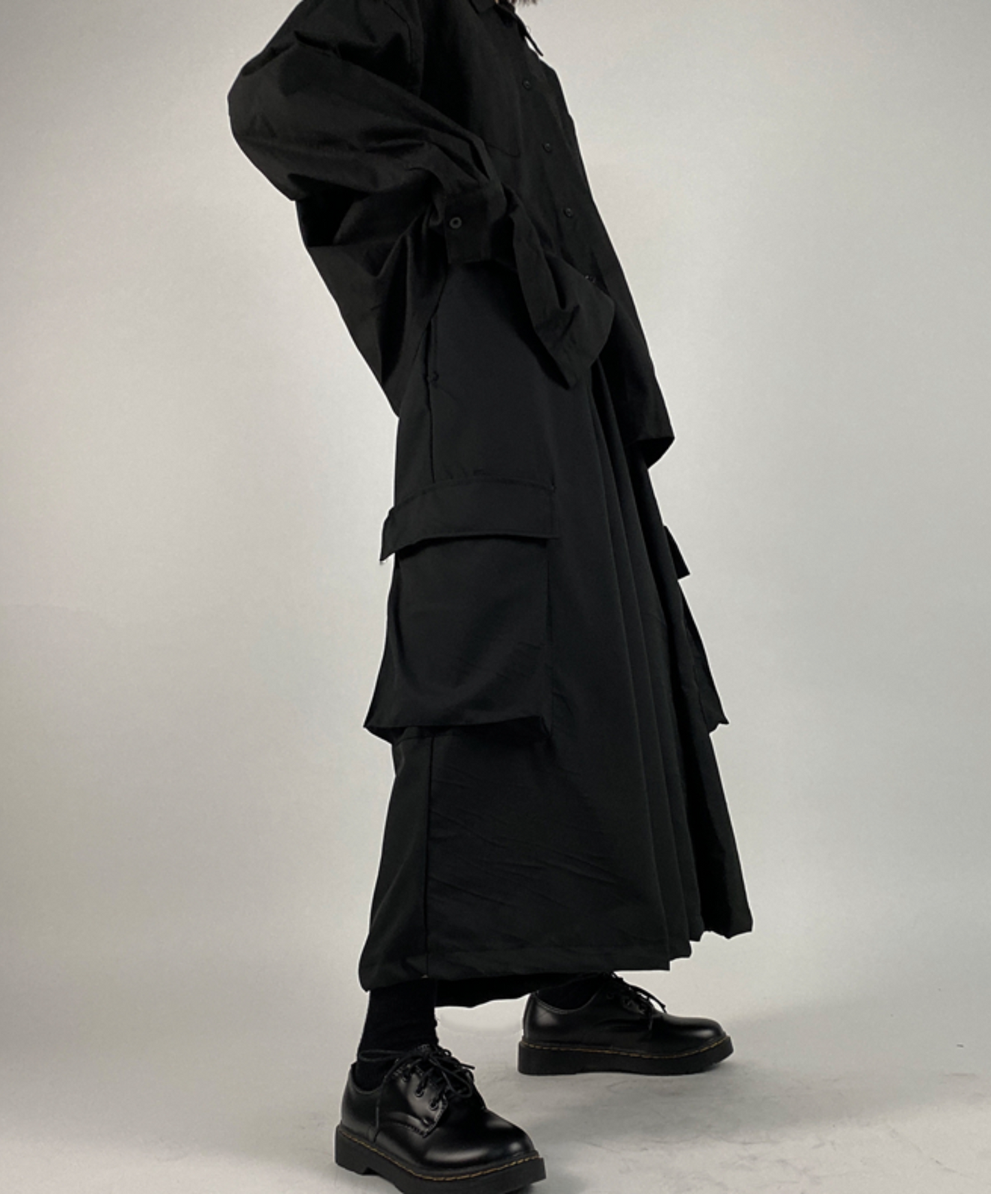 dark loose big pocket wide pants EN2394