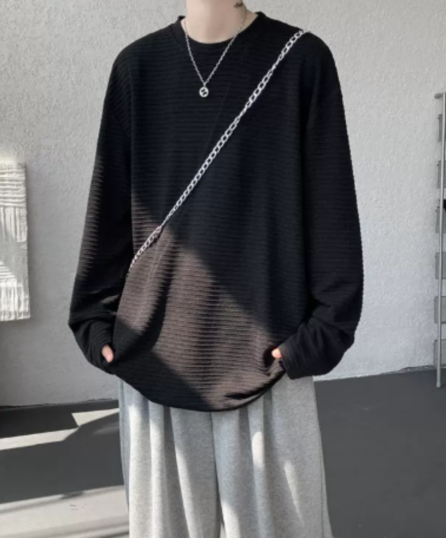 brushed finish with border t-shirt EN3126