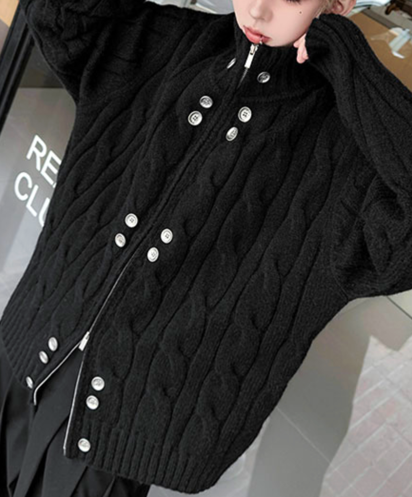 【style85】dark mode outfit set EN2631（jacket + sweater + pants set）