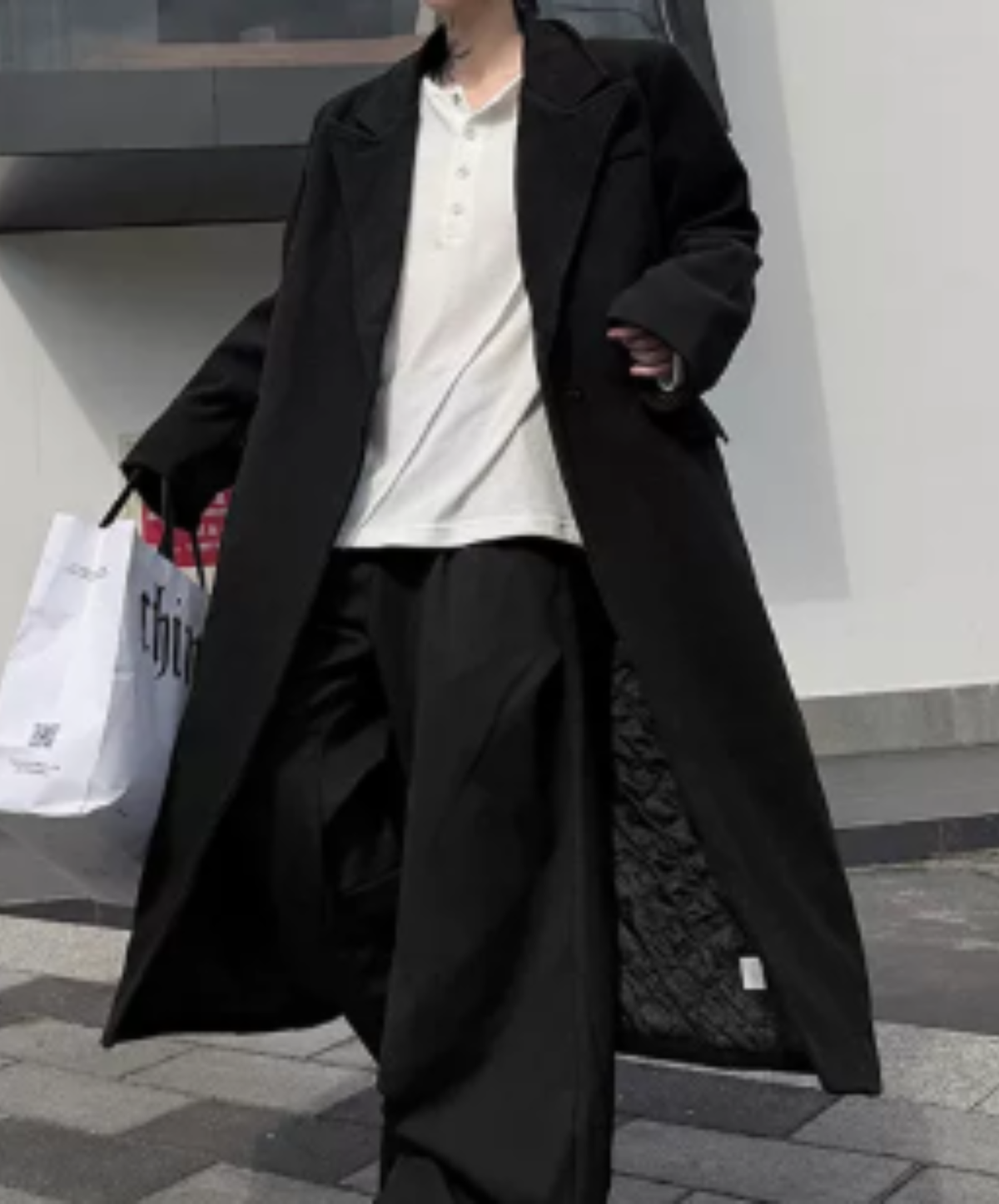 peak lapels long chesterfield coat EN3231