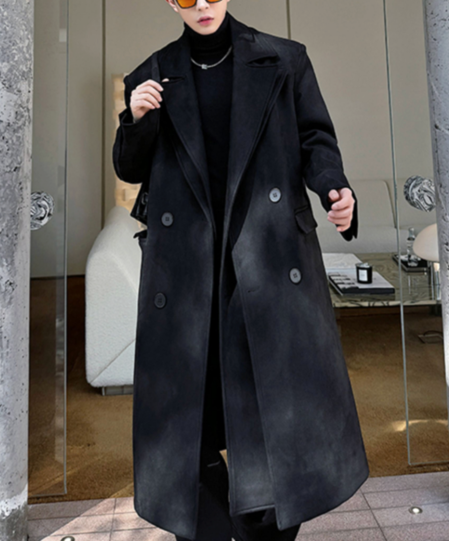 double-breasted long coat EN2529