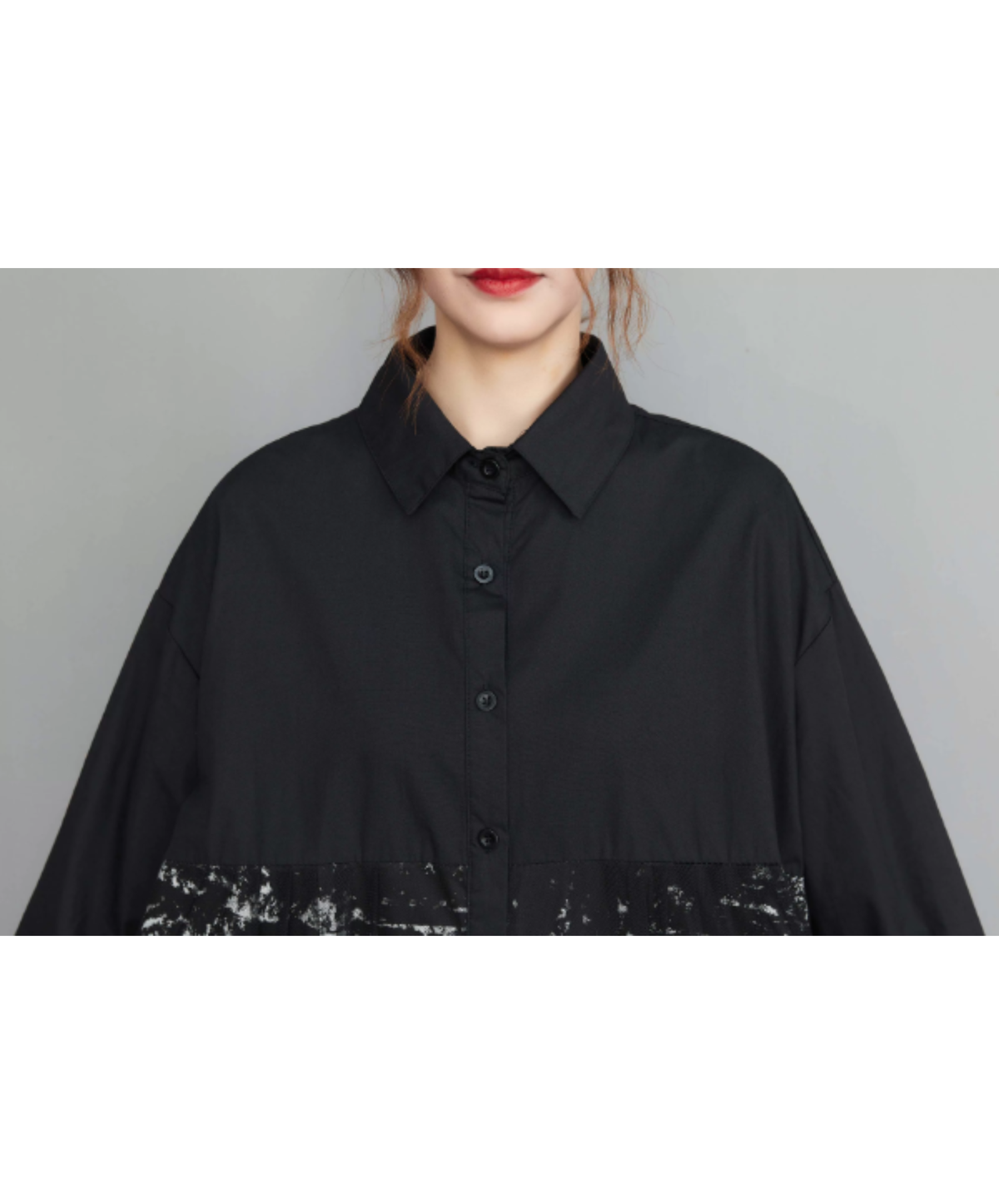 dynamic sheer switching flare long shirt EN3187