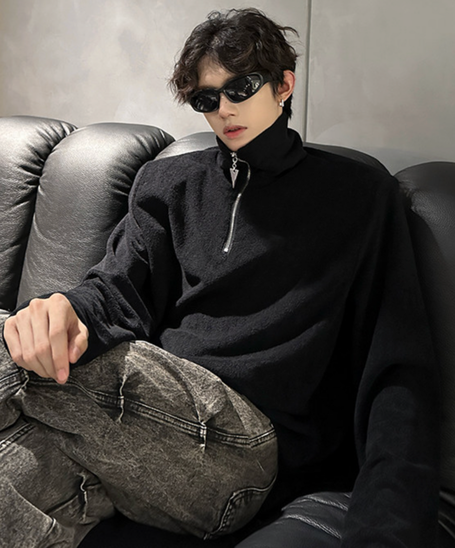 dark half-zip neck sweatshirts EN2637