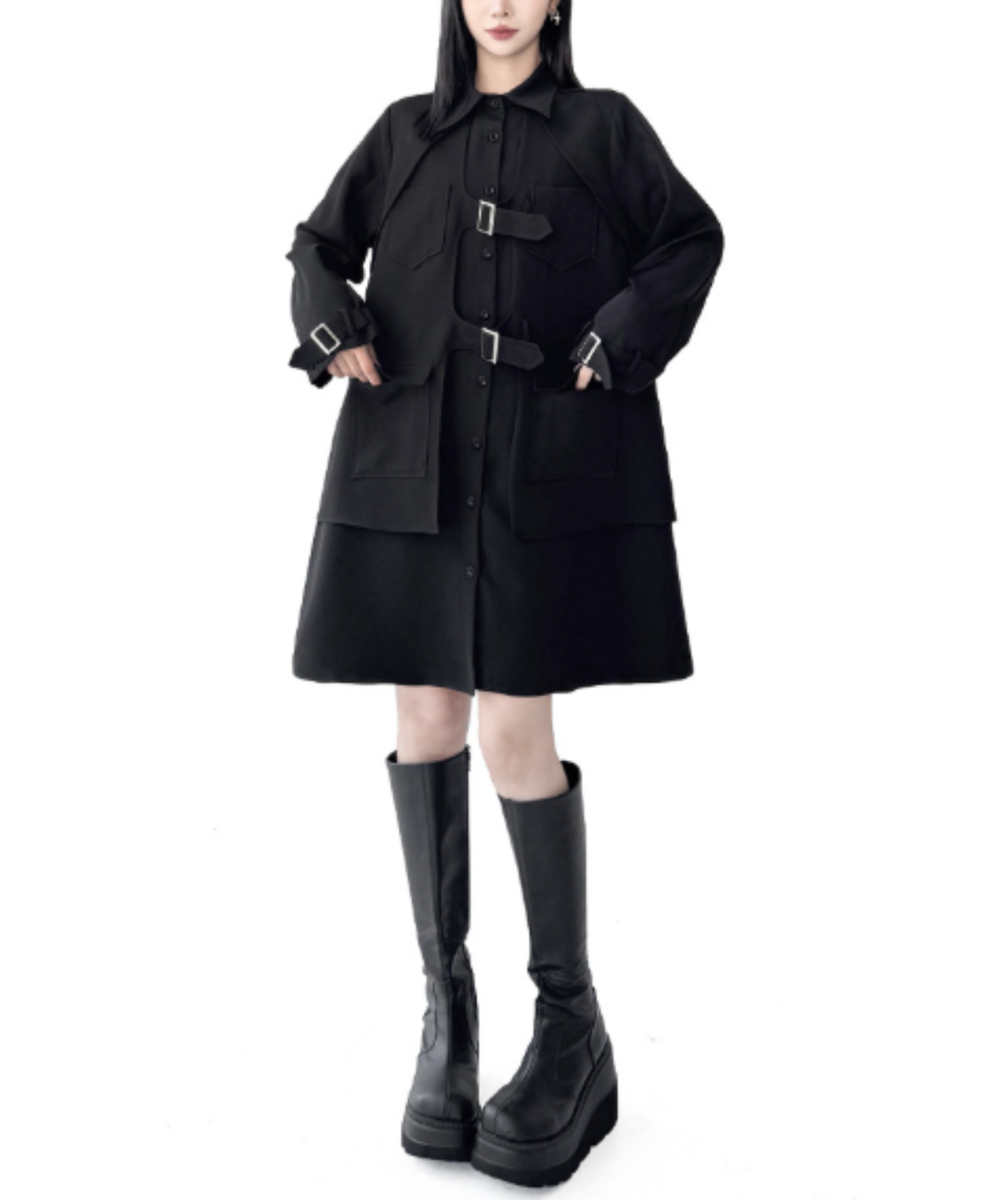 straight silhouette long shirt EN2901