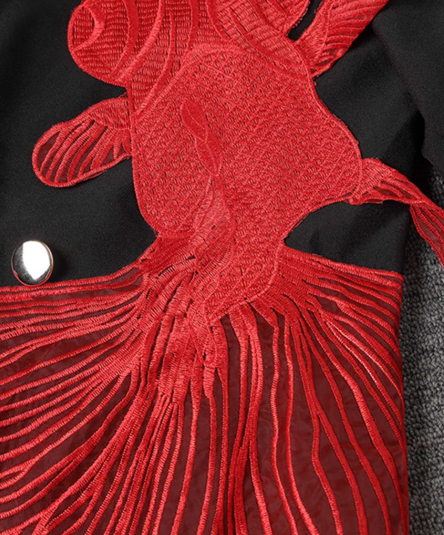 deep red goldfish motif jacket EN2333