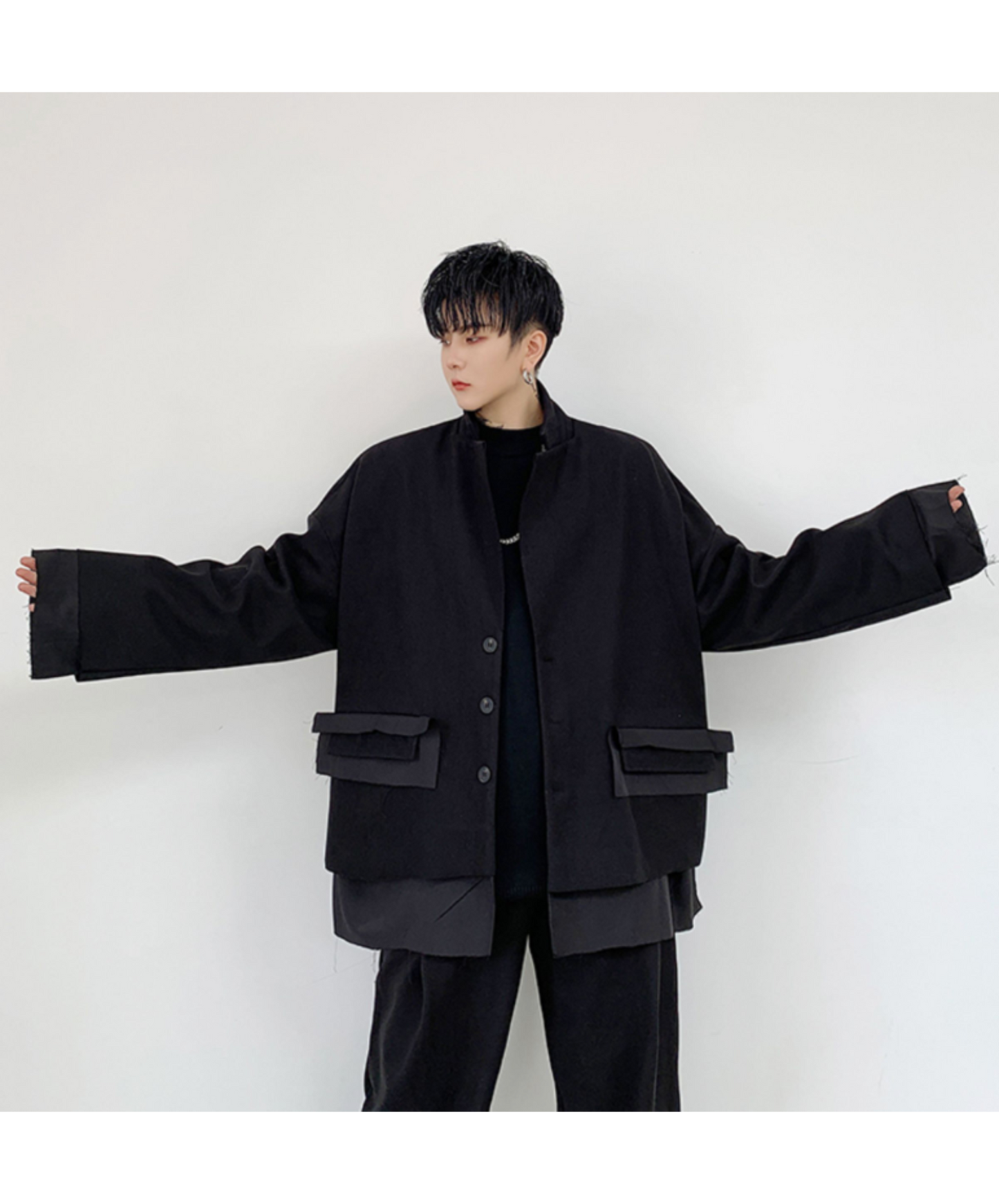 dark fake two-piece blunt cut jacket EN2374