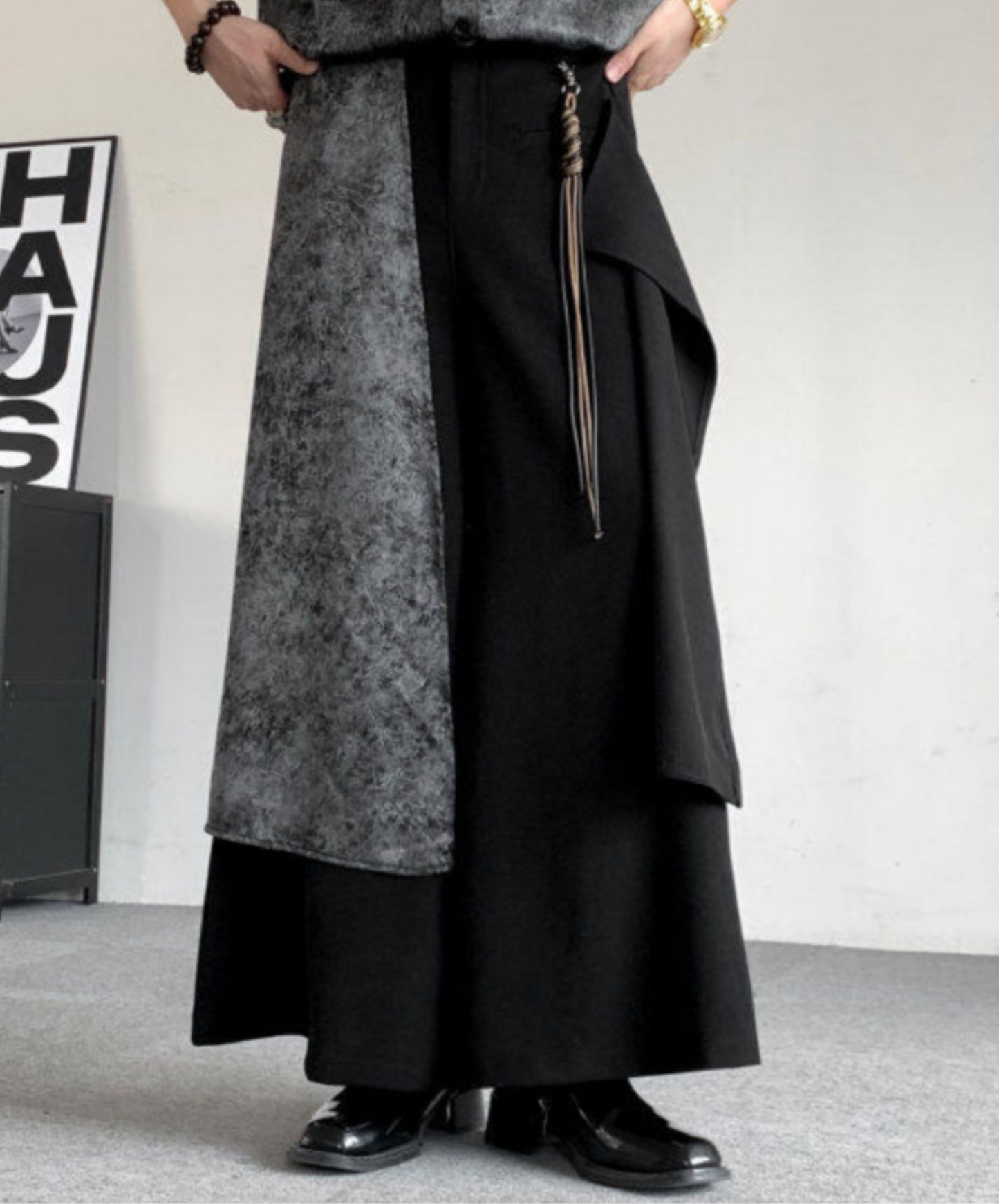 dark wide leg drape pants EN2569