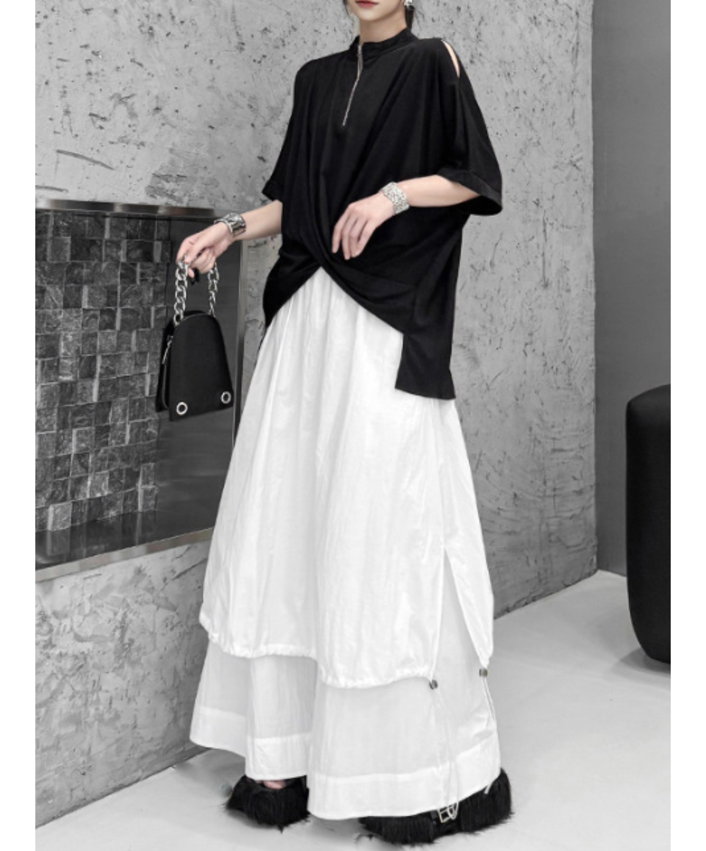 crossover hem zip t-shirt EN2891