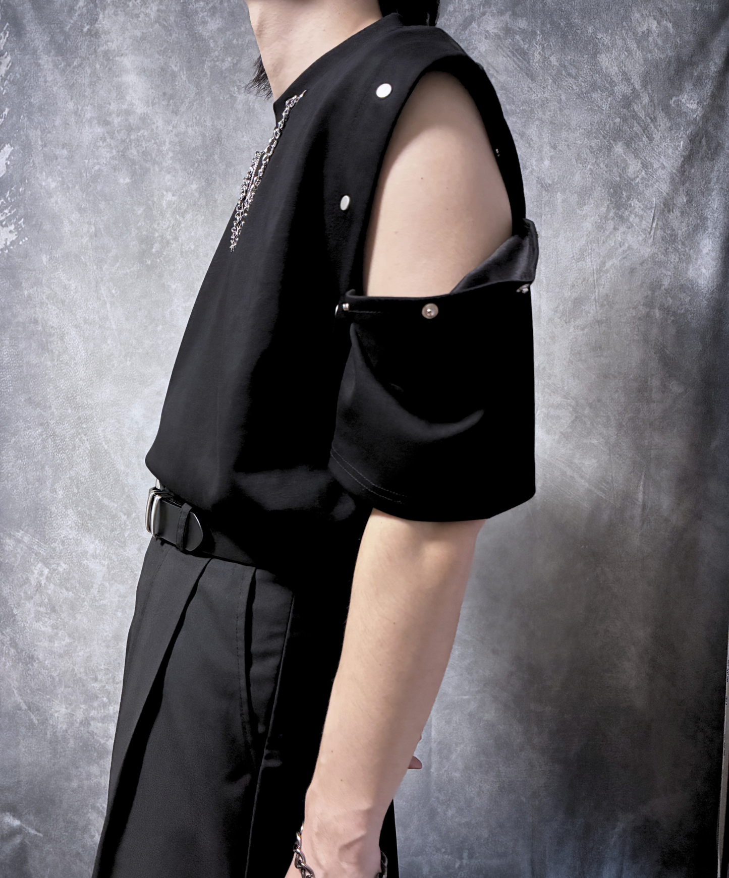 【style105】dark mode outfit set EN3059（vest + t-shirt + pants set）
