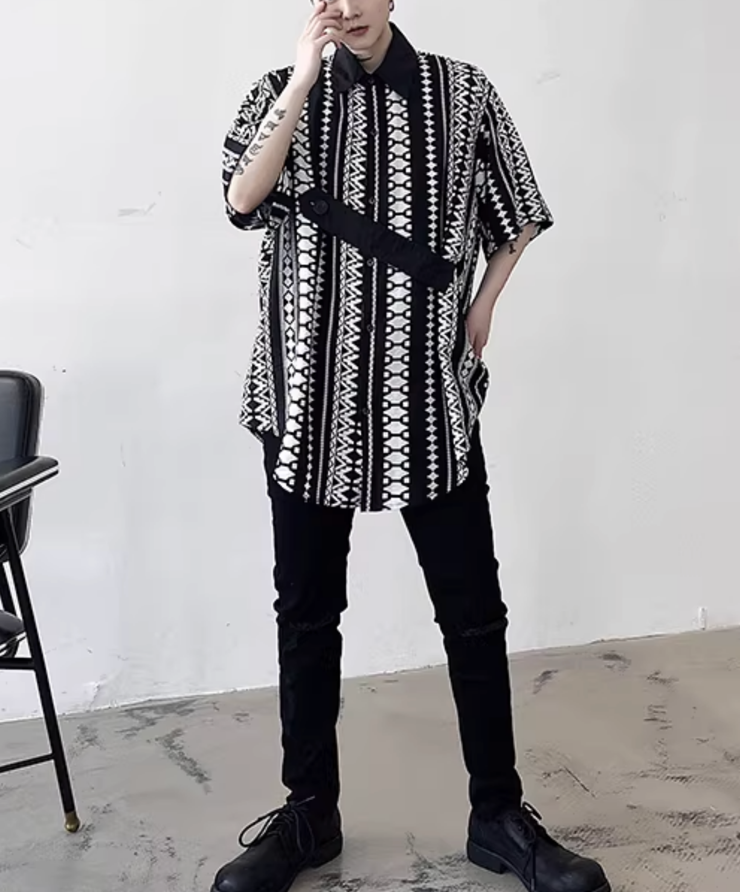 ethnic-like patterns stripe shirt EN2815