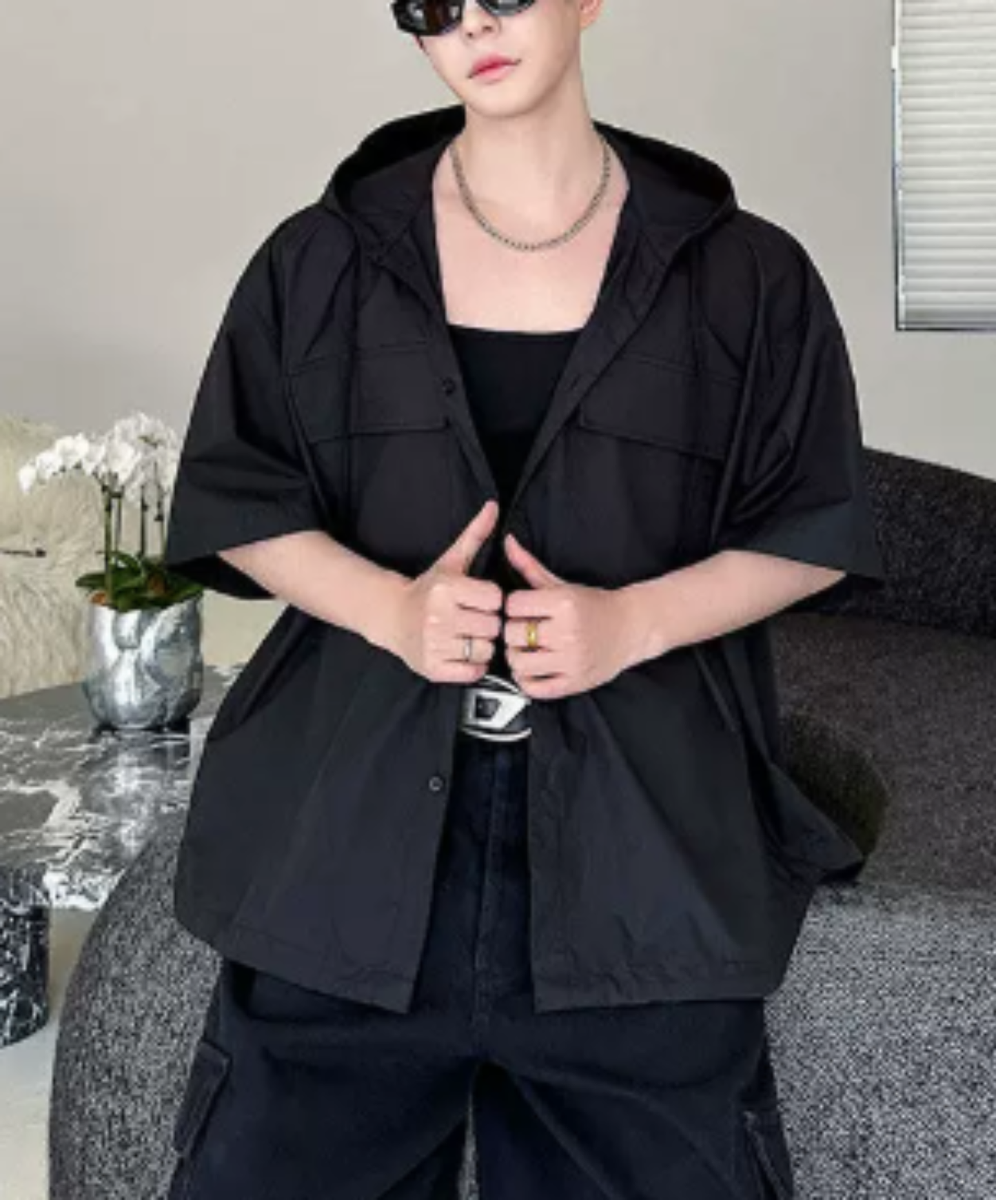 hooded oversized shirt EN2943