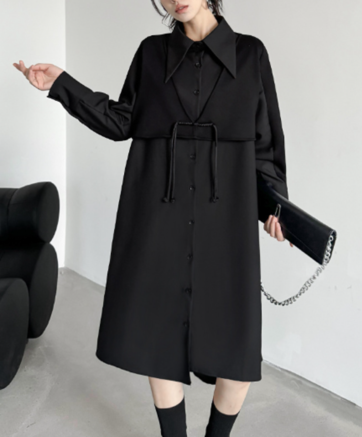 layered-look fringe vest style long shirt EN3135