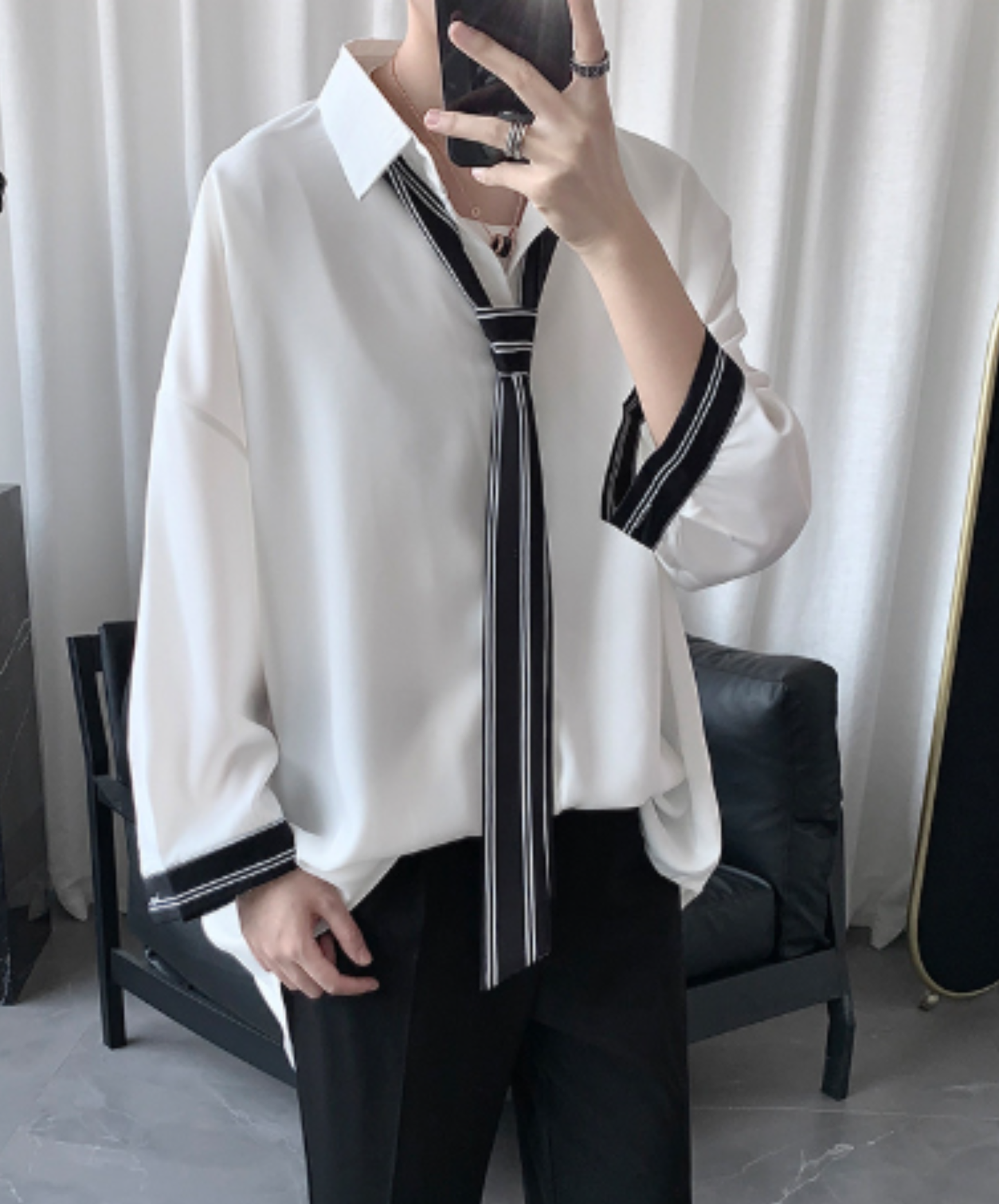 loose-fit design with striped paneling shirt EN3171