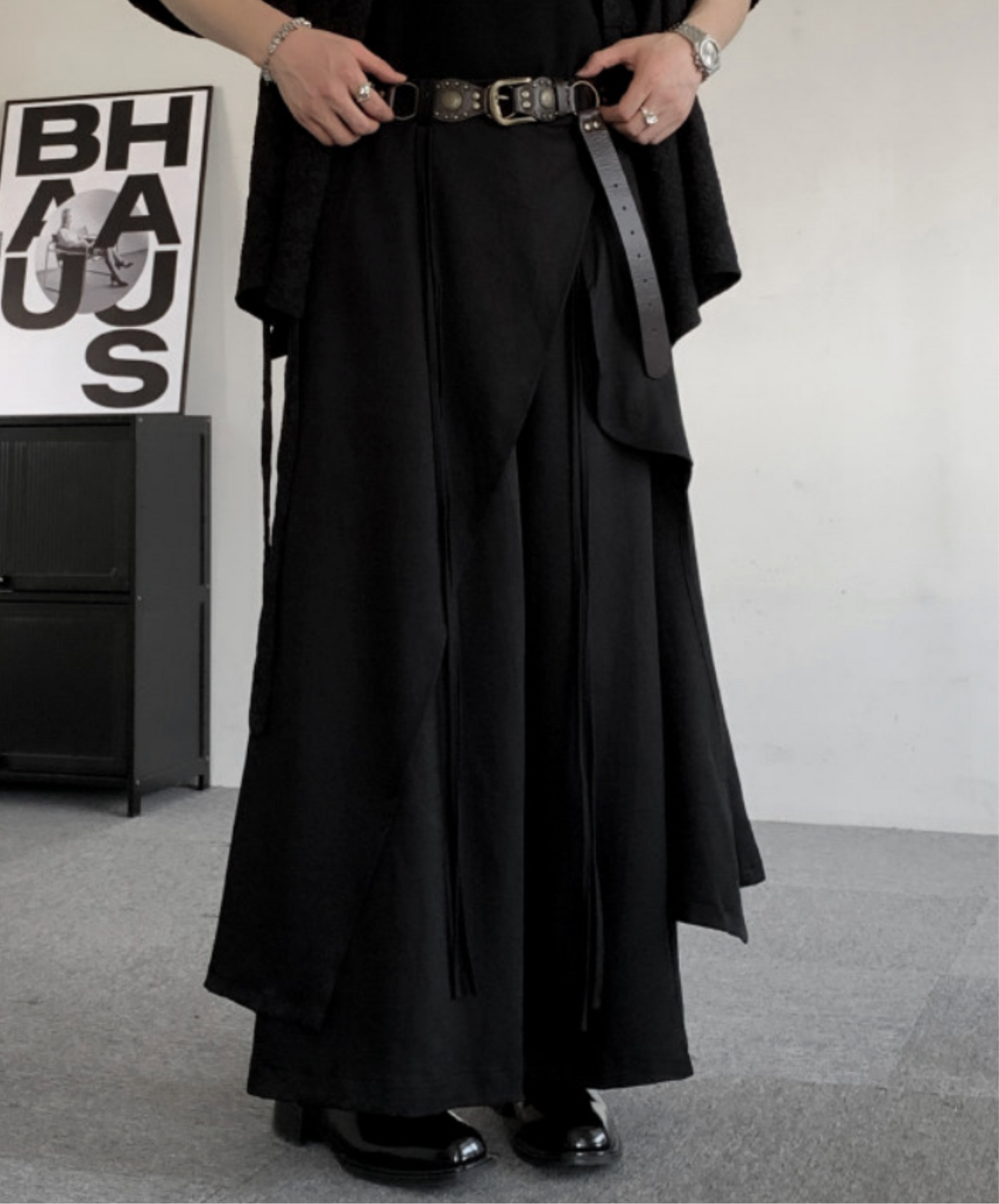 dark chinese style irregular design pants EN2663