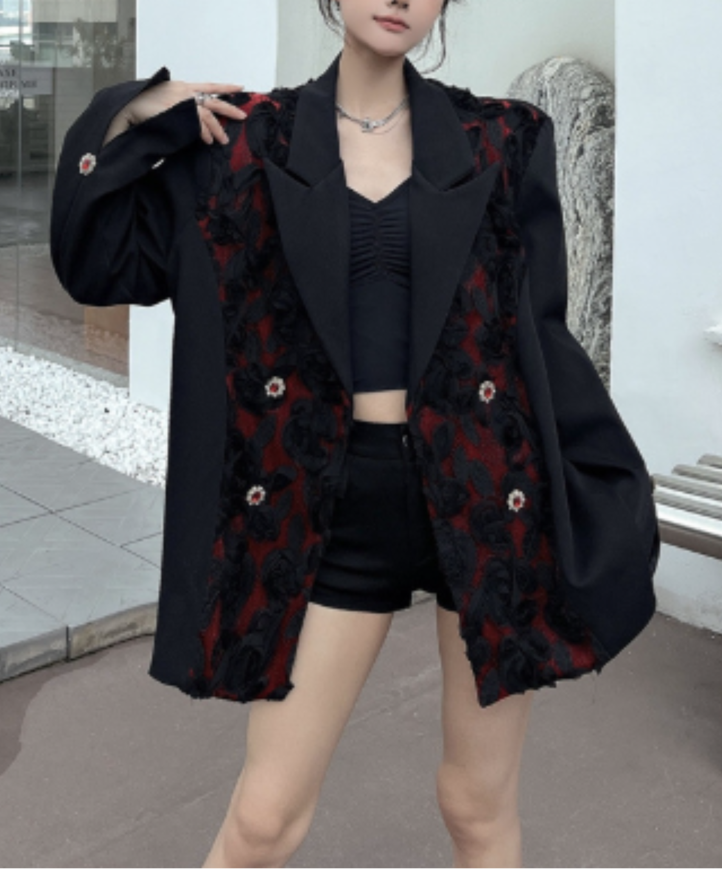 elegant rose motif jacket EN3092