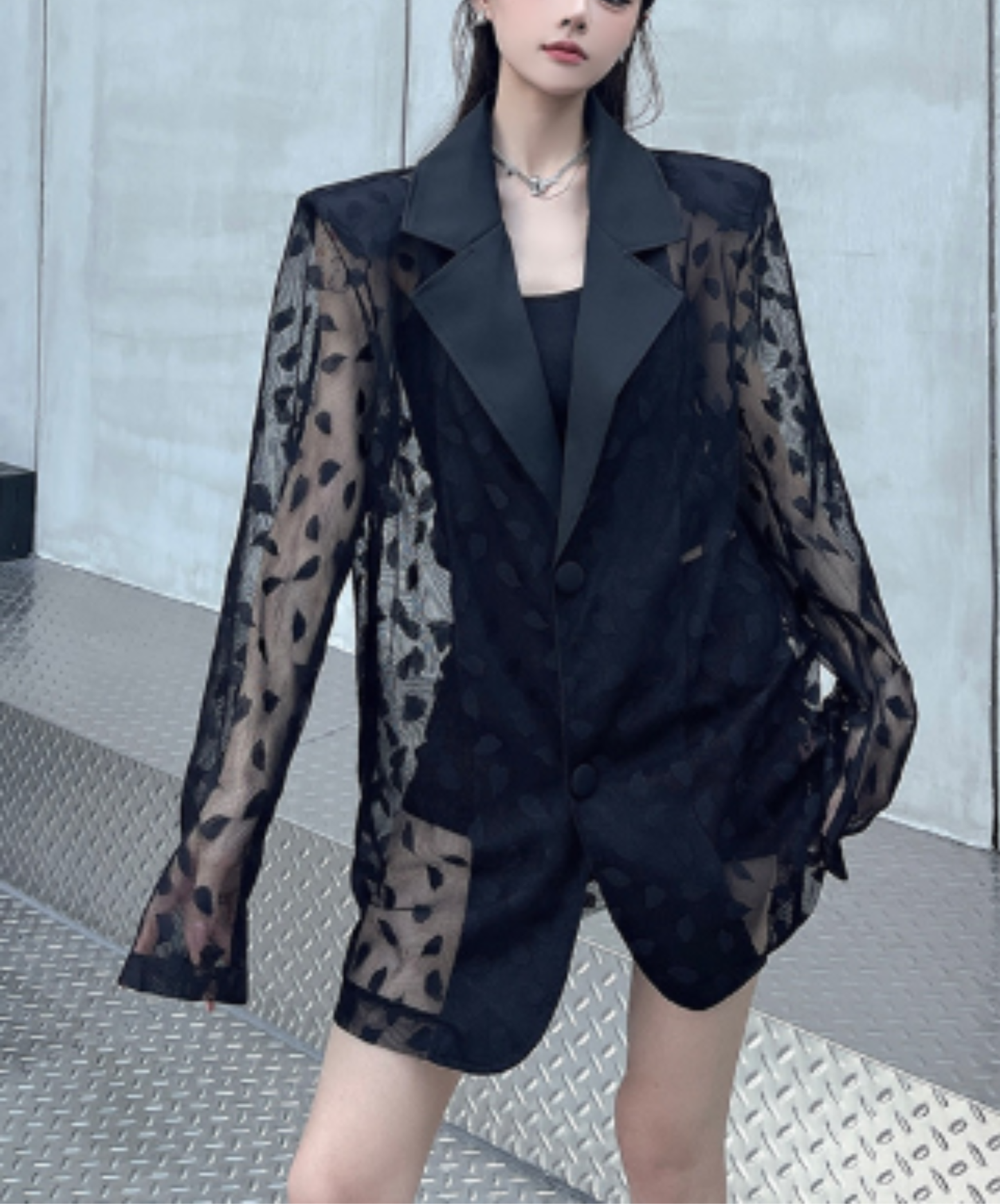 petal pattern mesh jacket EN2916