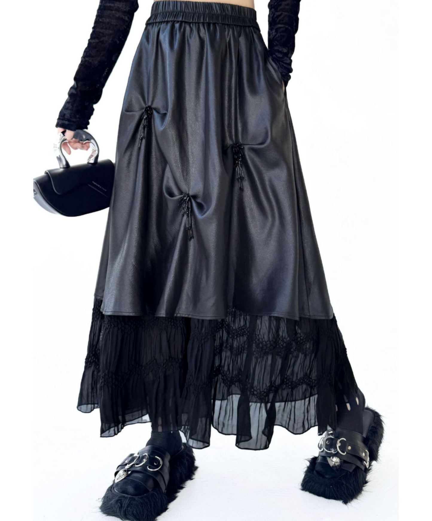 dark patchwork midi skirt EN2720