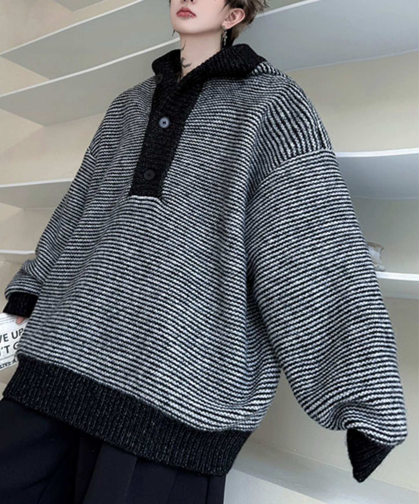 color block border relax hoodie EN2523