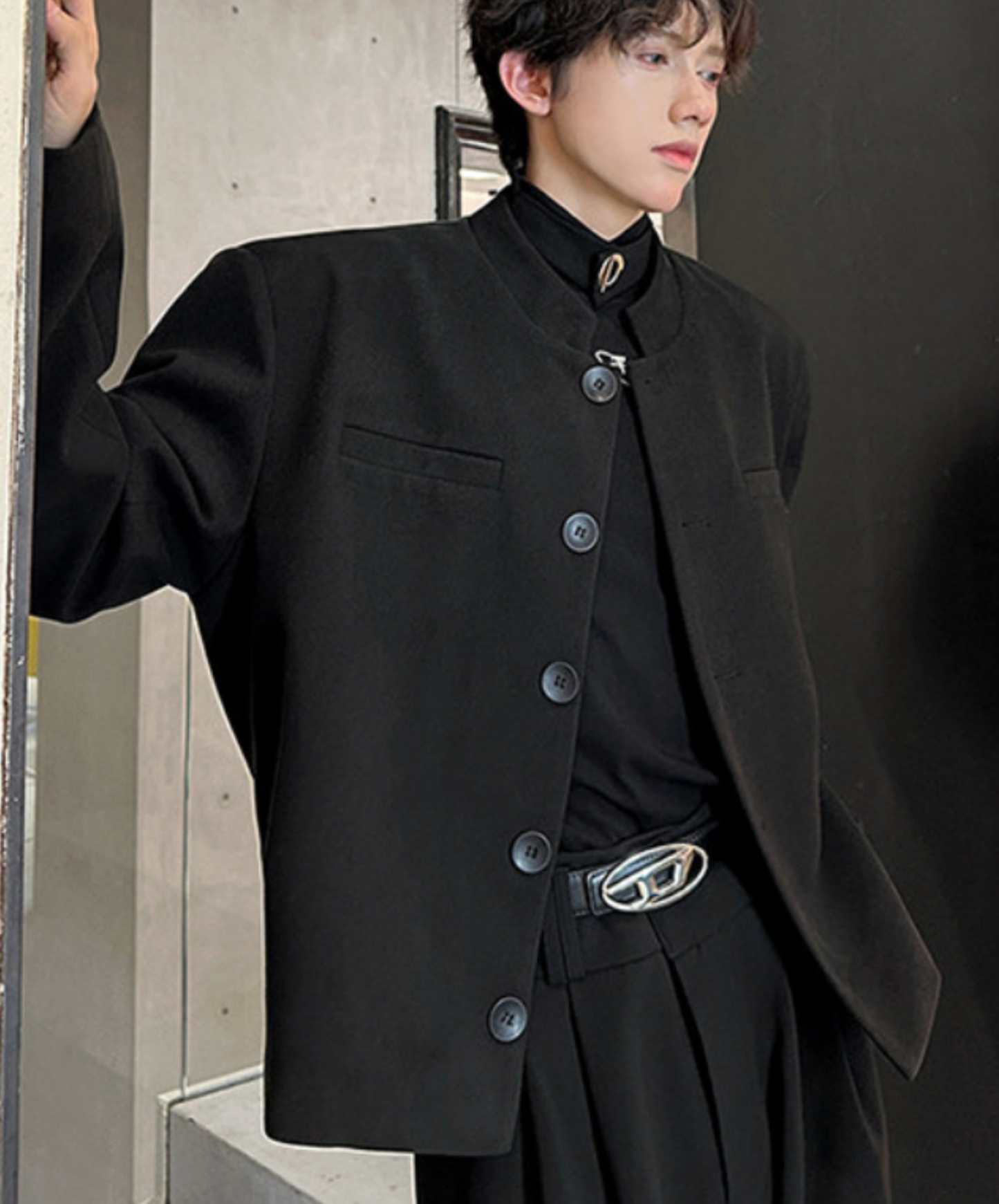 korean retro style stand collar jacket EN2684