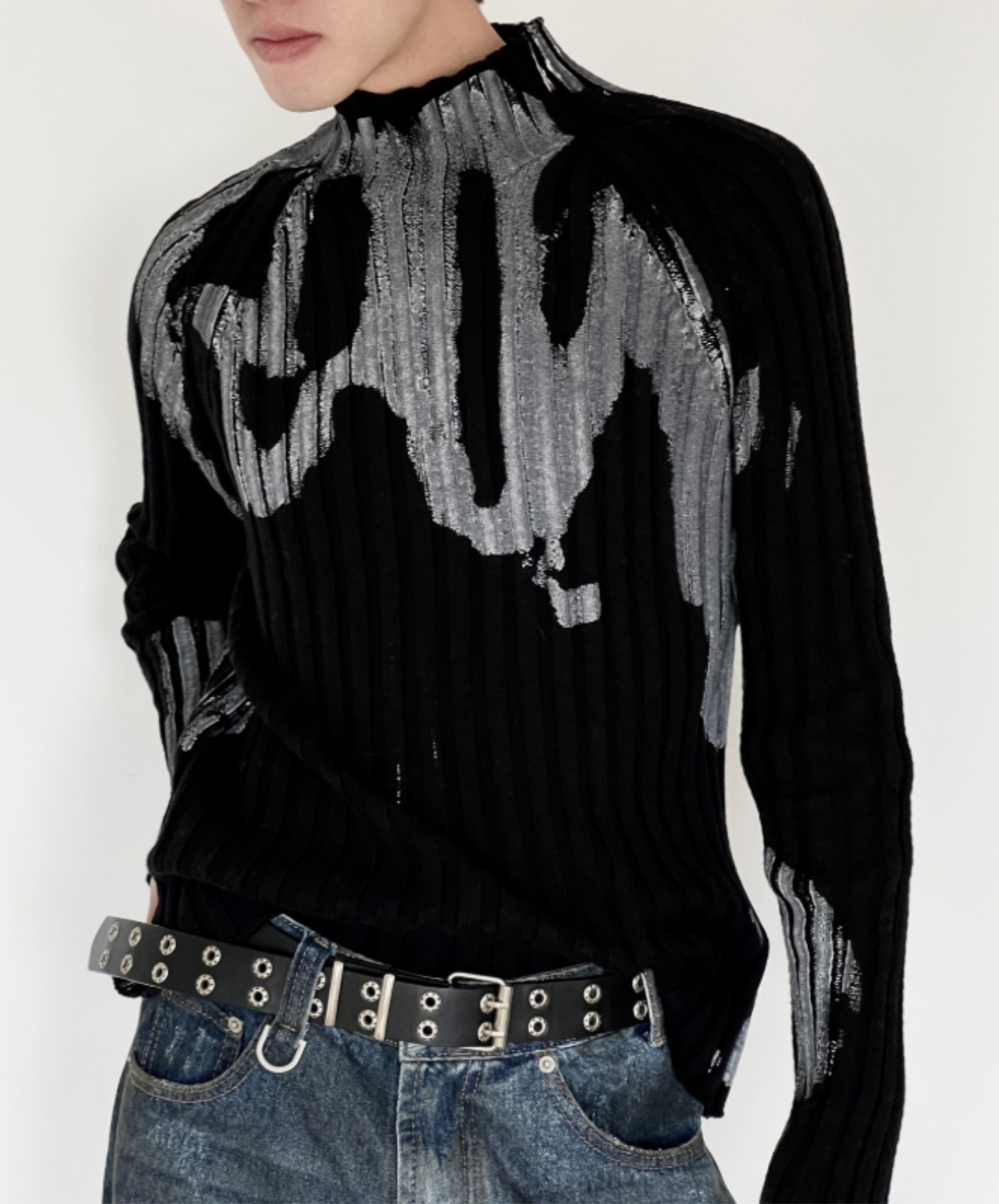 slim fit monotone gradation sweater EN2517